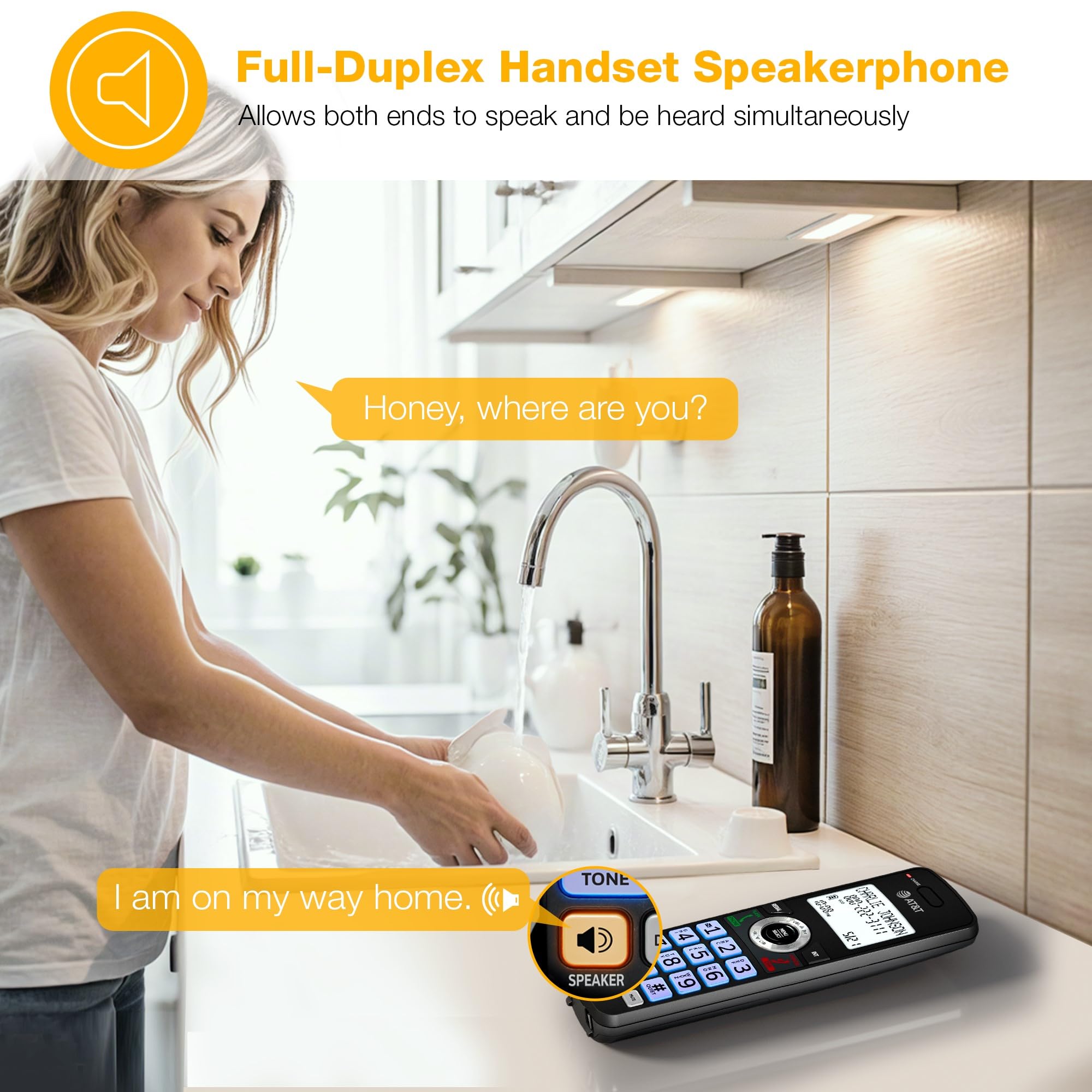 AT&T Landline Home Phone with Call Blocker, Caller ID/Call Waiting, Full-Duplex Handset Speakerphone, Backlit Keypad & Display, Rechargeable Battery, ECO Mode, DECT 6.0: GL2101-11