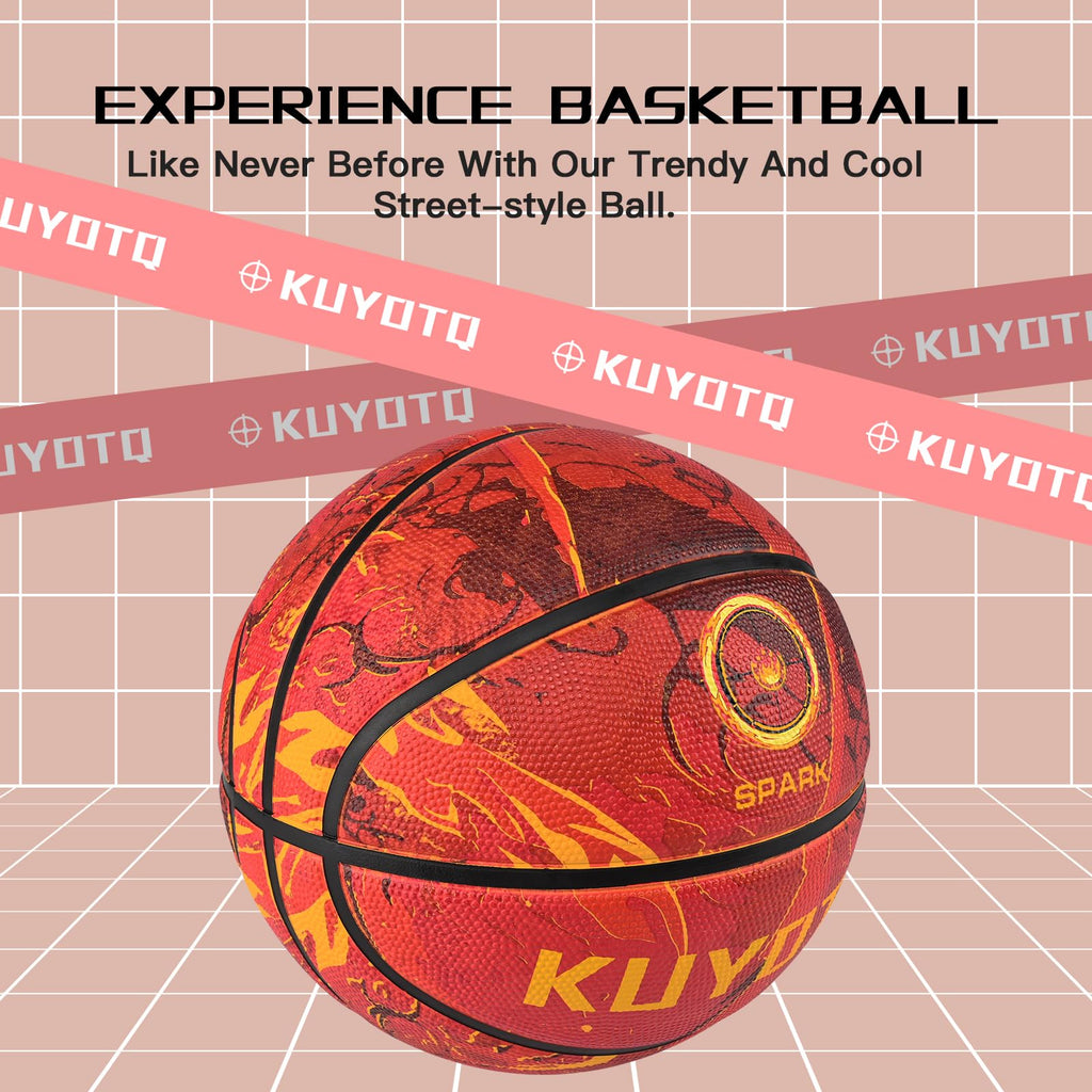 KUYOTQ Kids Youth Adult Size 3/4/5/6/7 (22/25.5/27.5/28.5/29.5") Basketball Premium Rubber or Faux Leather Basketball Indoor Outdoor Basketball for Boys Girls Womens Mens Basketball Gifts (Deflated)