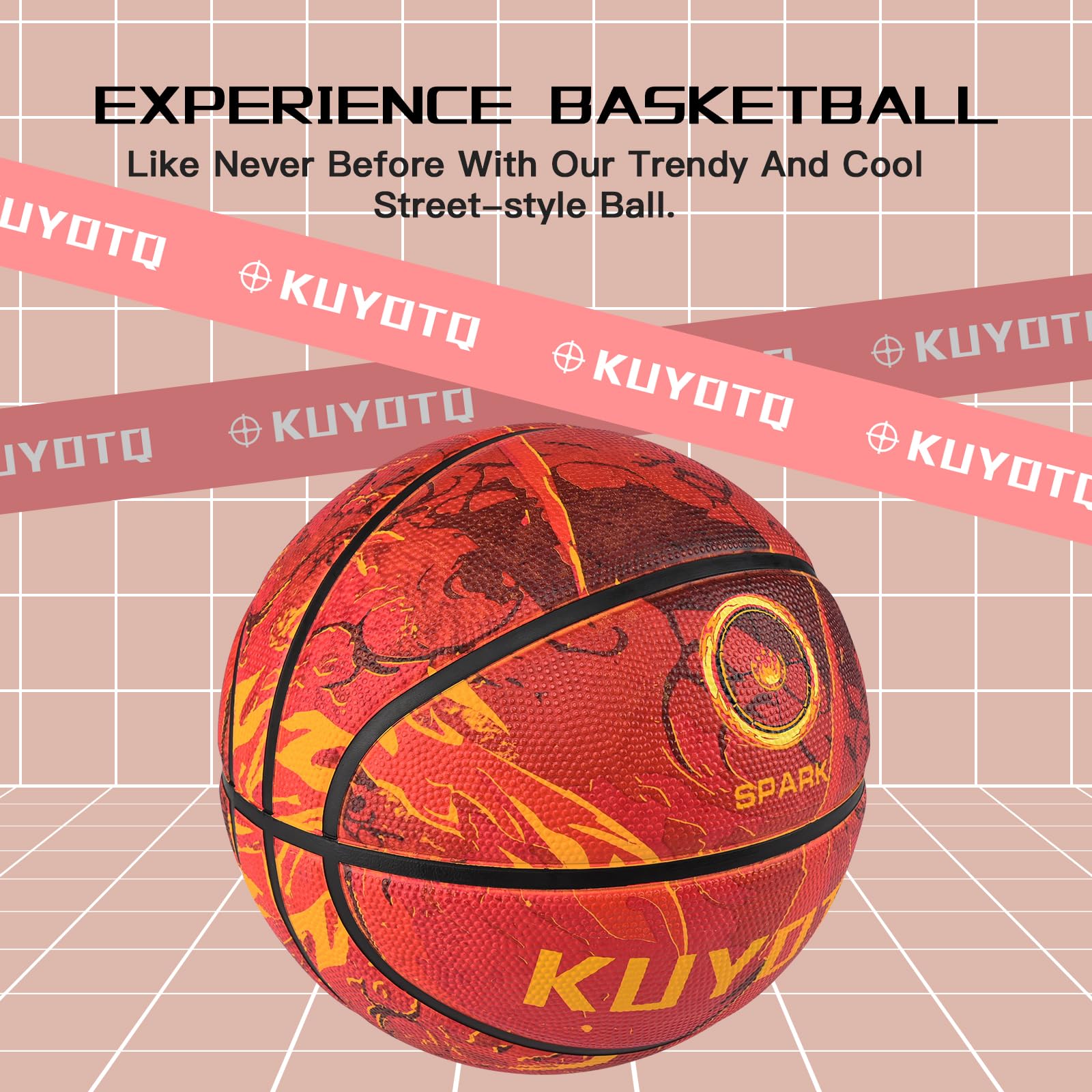 KUYOTQ Kids Youth Adult Size 3/4/5/6/7 (22/25.5/27.5/28.5/29.5") Basketball Premium Rubber or Faux Leather Basketball Indoor Outdoor Basketball for Boys Girls Womens Mens Basketball Gifts (Deflated)