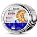 New Star Foodservice Restaurant-Grade Aluminum Pizza Pan/Tray, Wide Rim, 8 Inch, Pack of 6