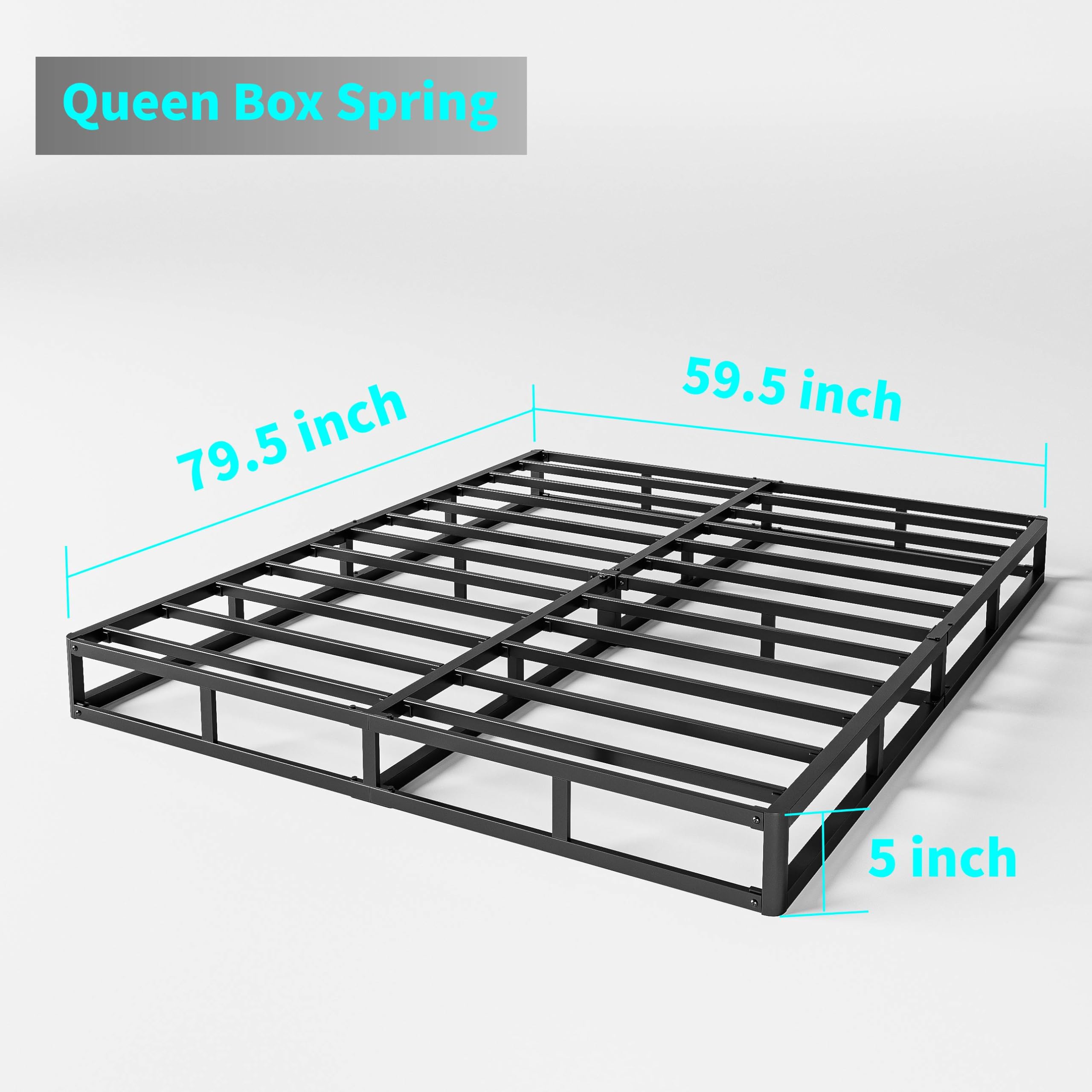 HUEIIS Box Spring Twin Size, 7 Inch Low Profile Metal Frame Mattress Foundation, 3000 lbs Heavy Duty Boxspring with Fabric Cover, Easy Assembly, Noise Free, Non-Slip