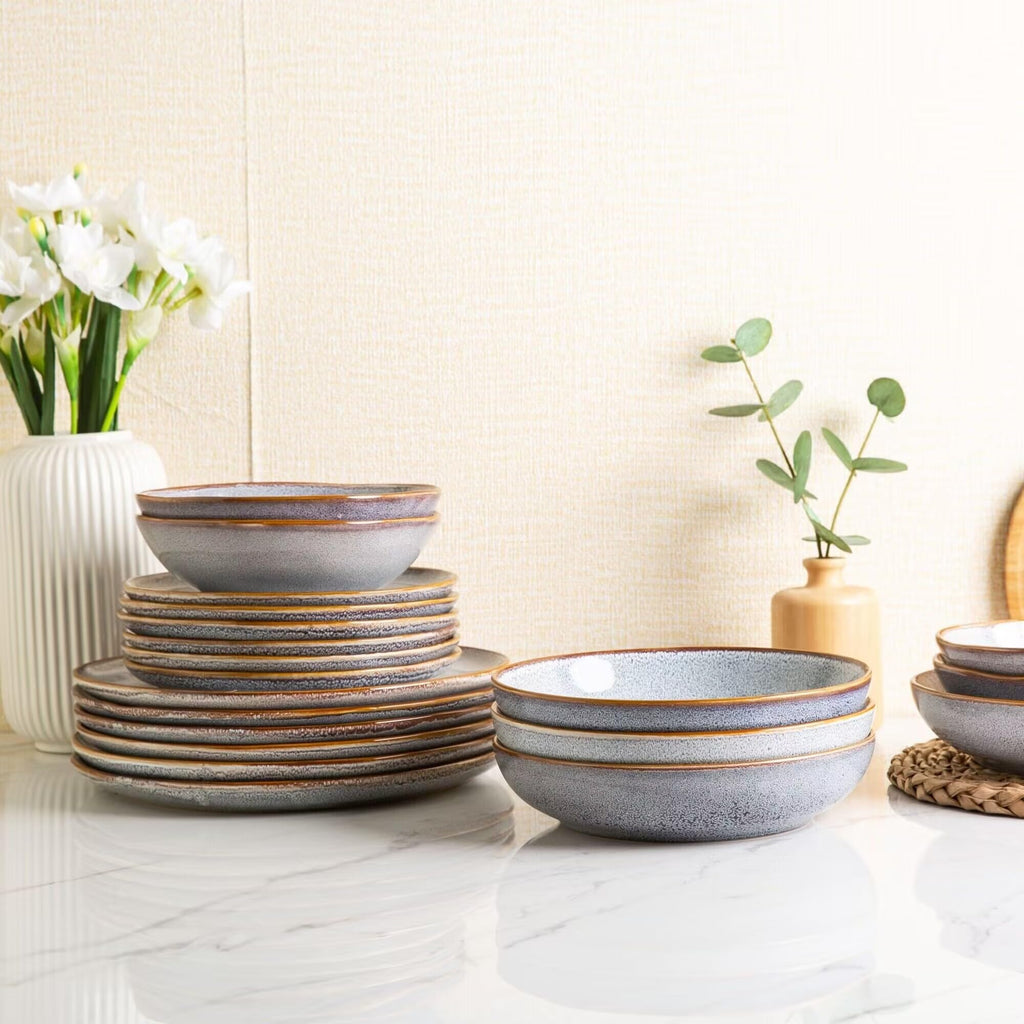 AmorArc 8.5" Ceramic Plates Set of 6 | Handmade Stoneware with Reactive Glaze for Dessert, Salad, Appetizer & Dinner | Microwave/Dishwasher Safe, Scratch Resistant