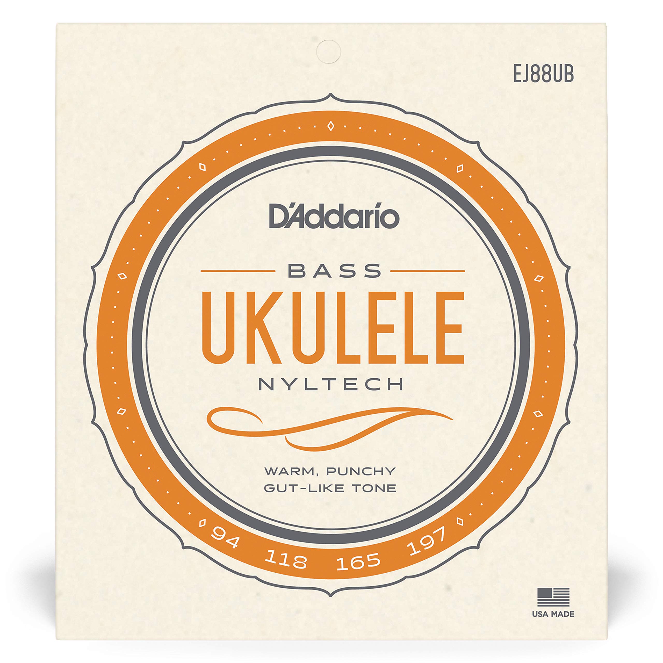 D'Addario Baritone Ukulele Strings, Fluorocarbon, EJ99B, 4-String Set, Pack of 1