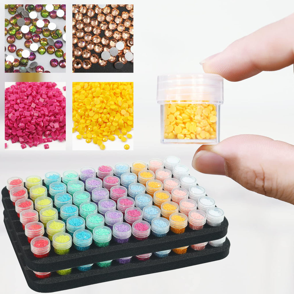 Douorgan Diamond Painting Storage Containers Portable Bead Organizer Shockproof Bead Art Storage Case Jewelry Beads Storage Box (30 Small Boxes)