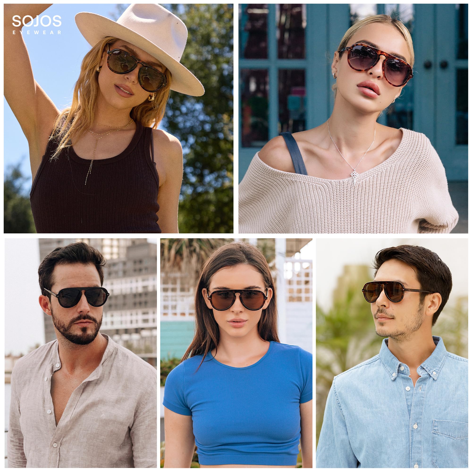 SOJOS Retro Aviator Sunglasses Womens Mens Vintage Plastic Frame Shades Lentes De Sol Para Mujer SJ2255