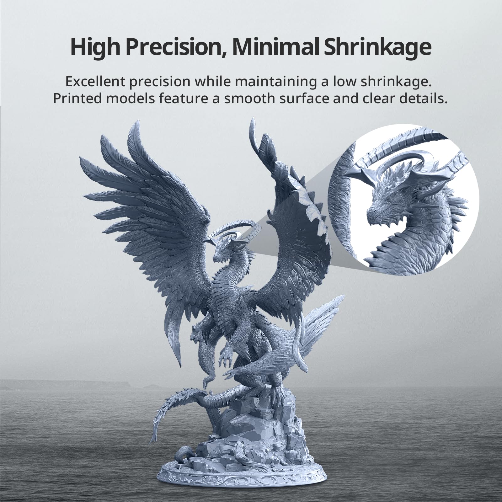 ANYCUBIC Tough Resin 2.0, 3D Printer Resin with Upgraded High Toughness and High Precision, 365-405nm Fast Curing 3D Resin for 4K 8K LCD/DLP/SLA 3D Printing (Black, 1kg)