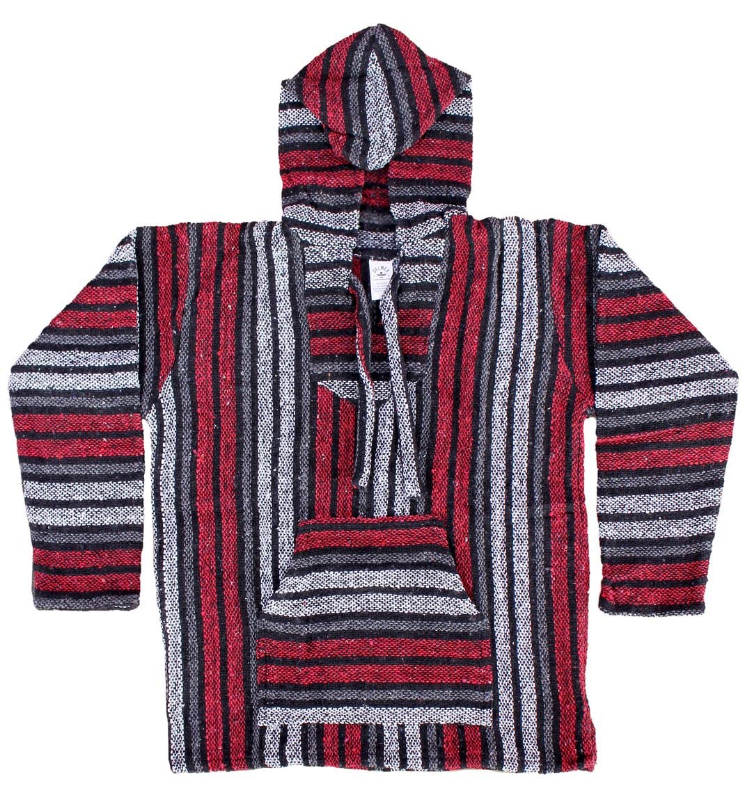Del Mex Mexican Baja Hoodie Hippie Surf Poncho Sweater Sweatshirt Pullover Jerga