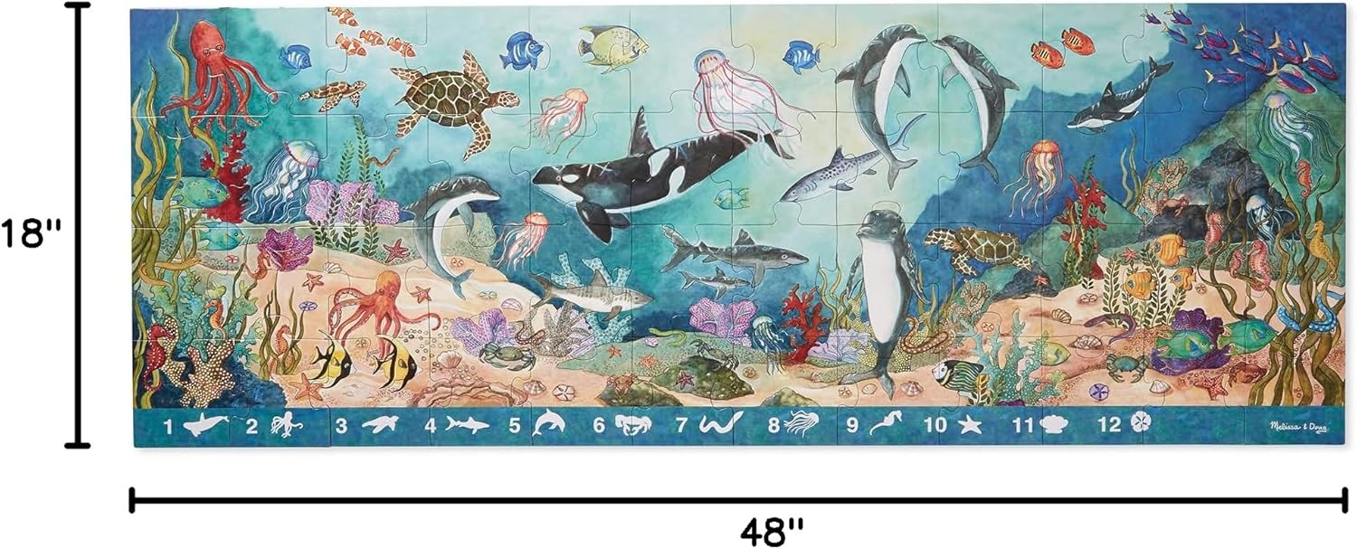 Melissa & Doug Search and Find Beneath The Waves Floor Puzzle (48 pcs, Over 4 feet Long) - FSC Certified