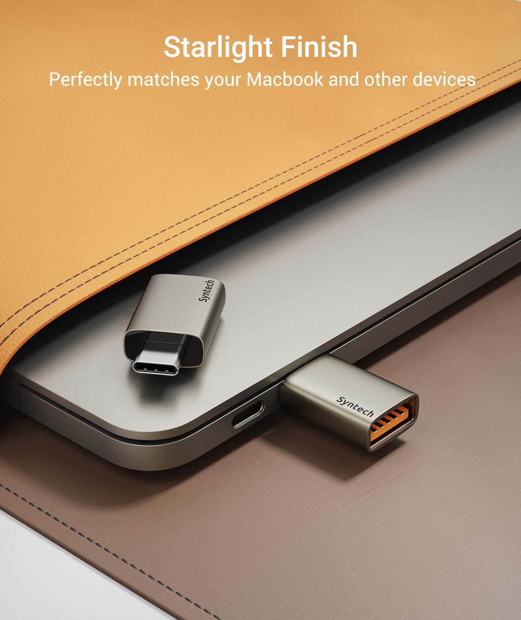 Syntech USB C to USB Adapter (2 Pack), 10Gbps USB3.2 Gen 2 Fit Side by Side, Type C Male to A 3.2 Female Adapter Compatible with iPhone 17e 17 Pro Max/iPad/iMac/MacBook Pro & Thunderbolt 5/4 Devices
