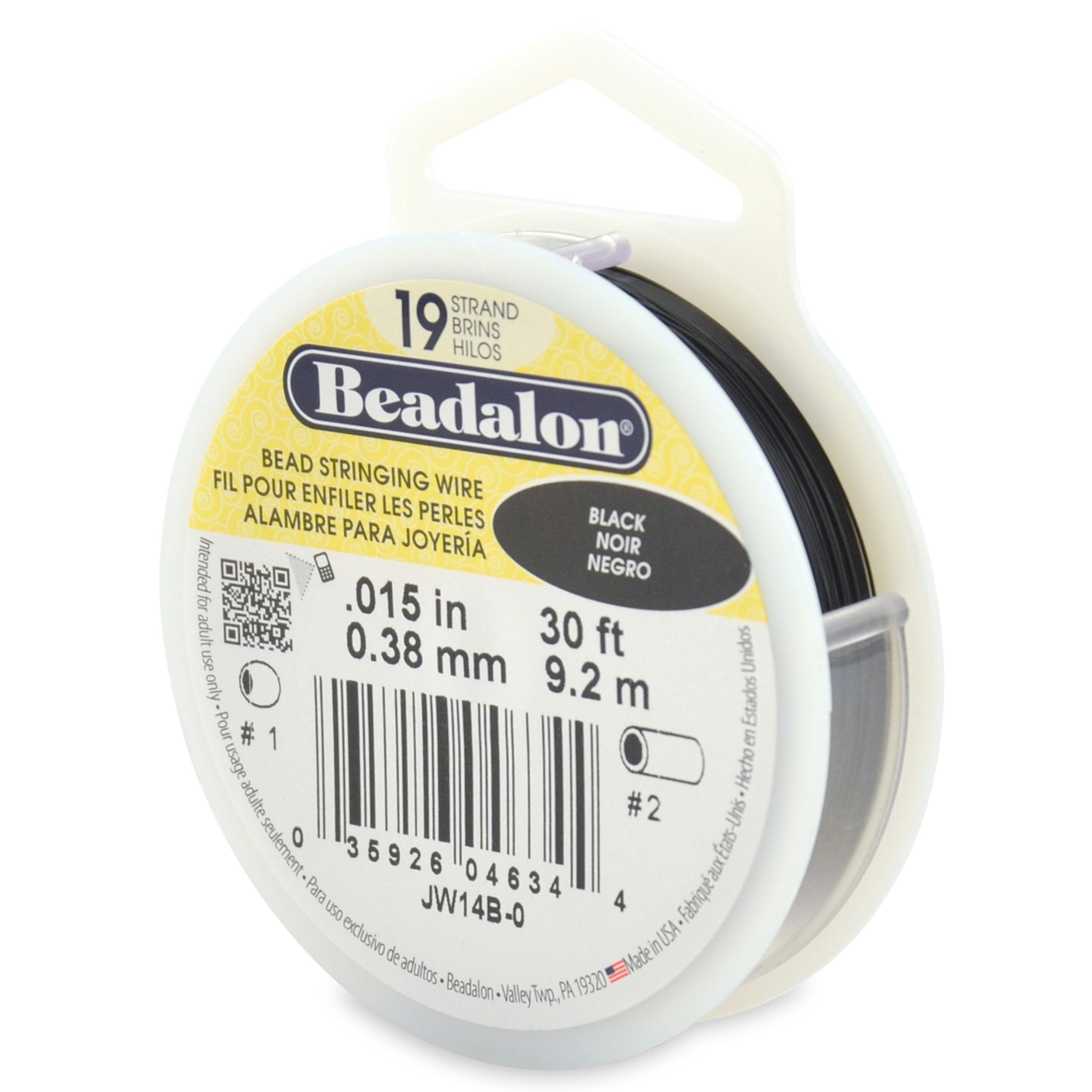 Beadalon 19 Strand Stainless Steel Bead Stringing Wire, .010 in / 0.25 mm, Bright, 100 ft / 31 m