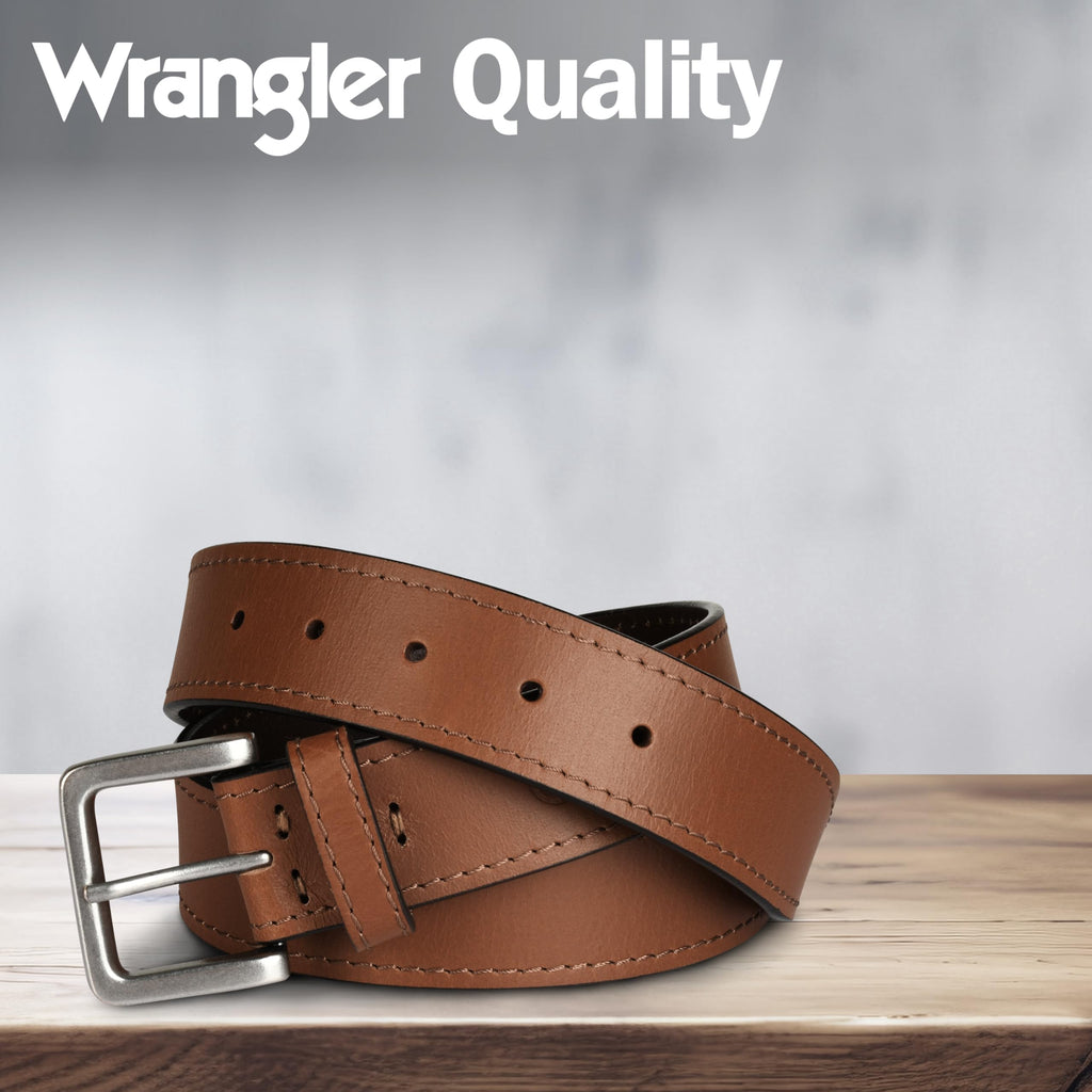 Wrangler Men’s Leather Belt, Country Casual Every Day Belt for Jeans