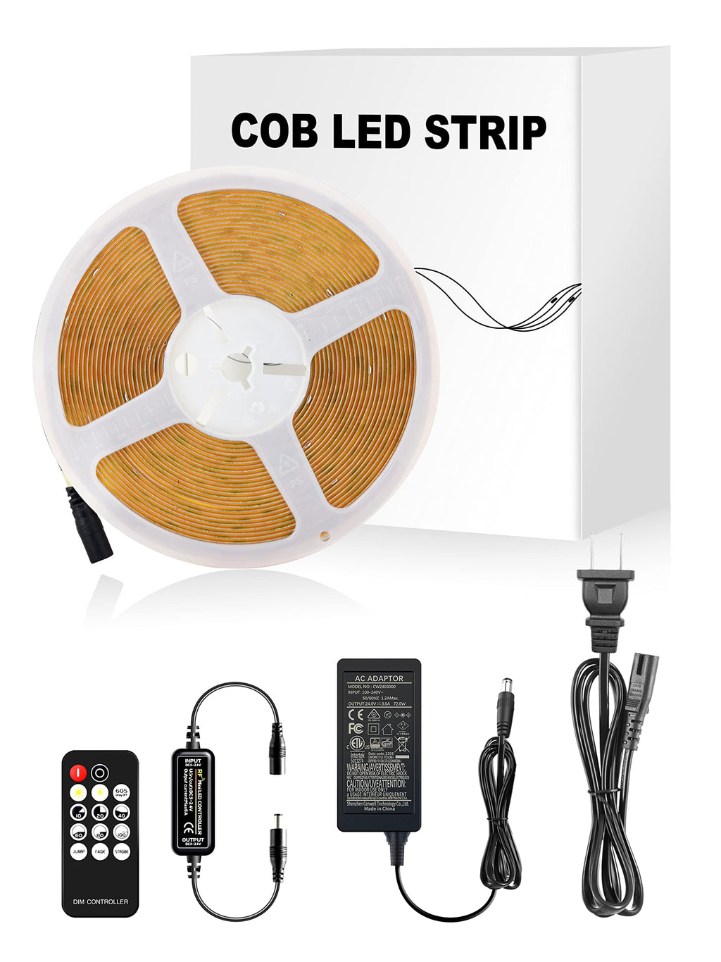 Pandery COB LED Strip,LED Strip Lights 3M/9.84ft,Touch Dimmable LED Strips,CRI90+,2700K Warm White cob led,960LEDs,24V LED Tape Lights,Indoor for Bedroom, Kitchen, TV, Mirror,Cabinet