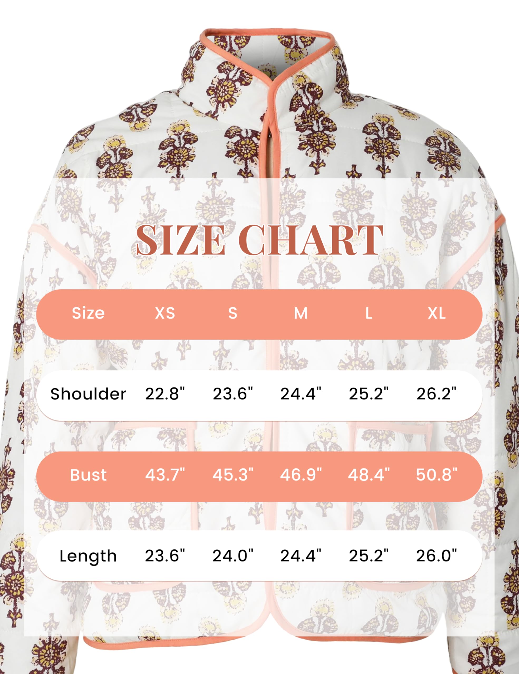 Omoone Women's Cropped Quilted Jacket Floral Printed LightWeight Padded Puffer Cardigan Coat Outwear