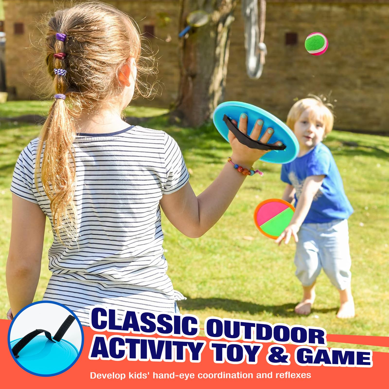 Toss and Catch Ball Game Set - Outdoor & Indoor Sports Toys for Kids - Outside Games for Yard, Lawn, Camping, Beach, Pool - Classic Sticky Paddle Ball Toy for 3 4 5 6 7 8-12 Year Old Boys Girls Gifts