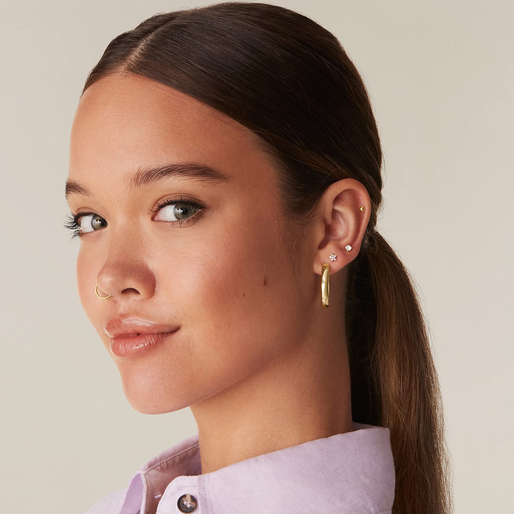 PAVOI 14K Gold Plated Flat Back Earrings | Solid 925 Sterling Silver Posts | Helix Cartilage Earrings for Women | Cubic Zirconia Stud Earrings | Trending Fashion Jewelry