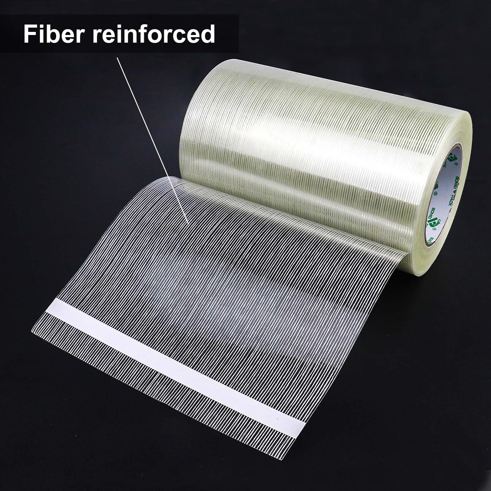 BOMEI PACK Wide Strapping Tape, 4Inch Heavy Duty Reinforced Packing Tape, Fiberglass Filament 60yds 5.5Mil
