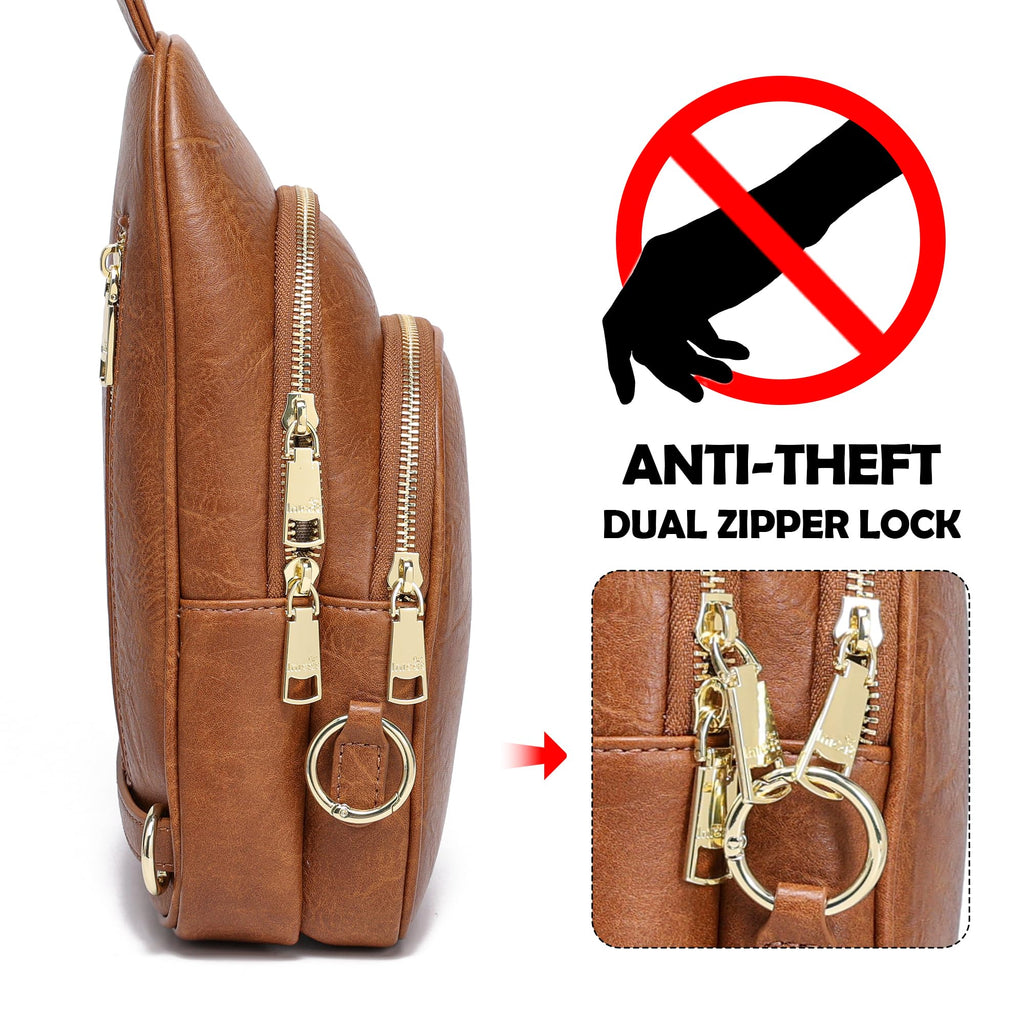 INICAT Small Crossbody Sling Bags Faux Leather Fanny Packs Purses for Women Everyday & Travel