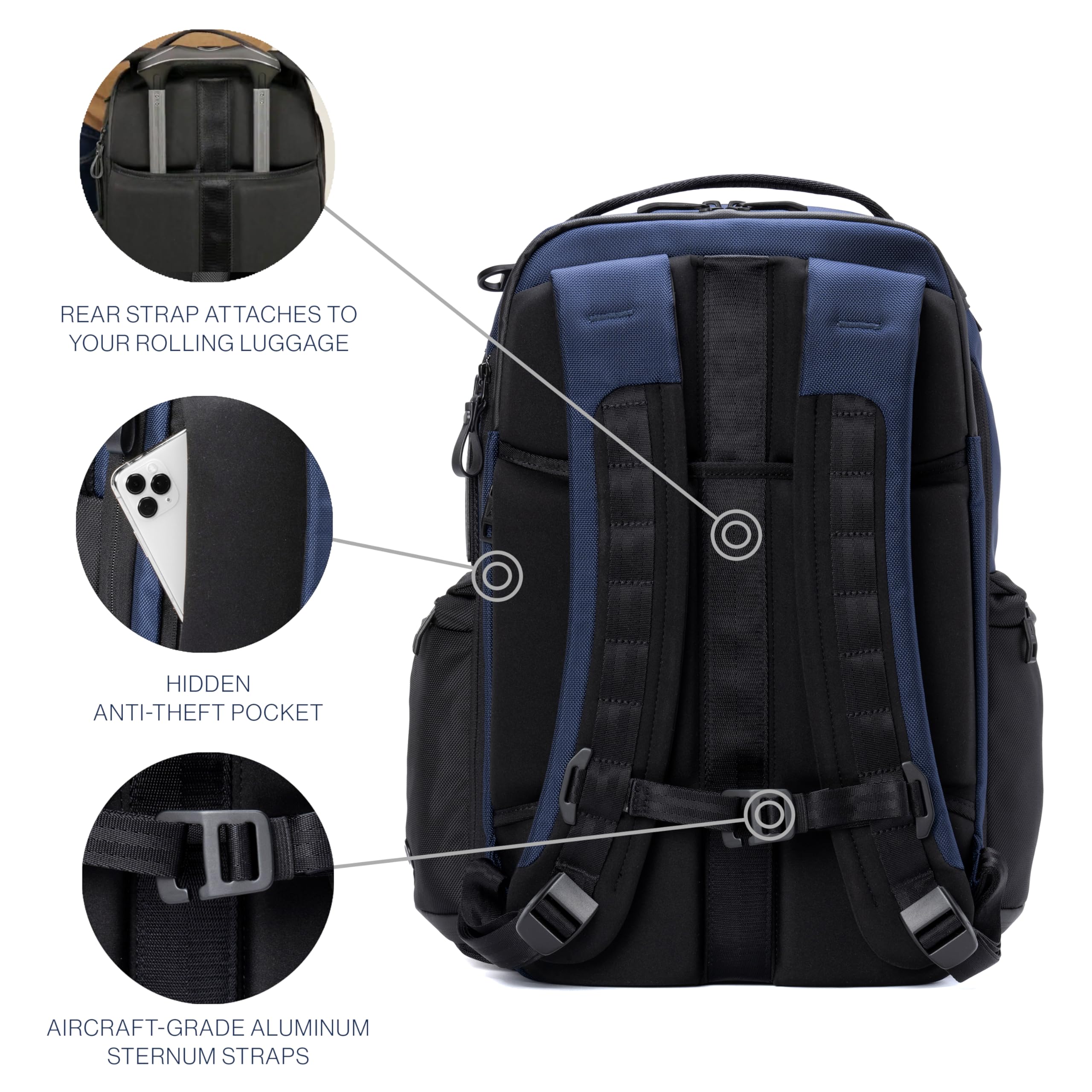 Travelpro Altitude Large Expandable Travel Laptop Backpack 30-36L, 16 Inch Laptop, Water Resistant, Work, Business, Men and Women, Aviator Navy