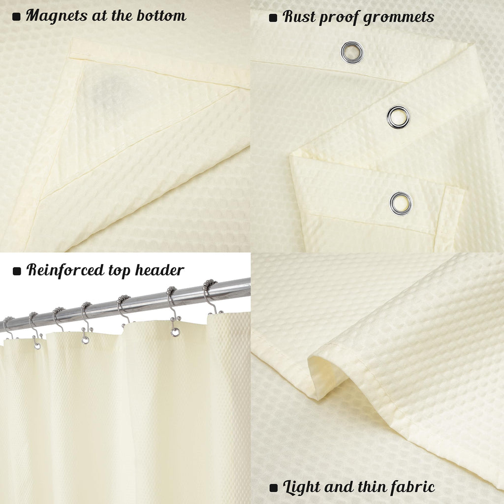 Mrs Awesome Embossed Microfiber Shower Curtain Liner 70 x 72 inches, Soft Fabric Shower Curtain Washable and Water Repellent,70x72, Cream