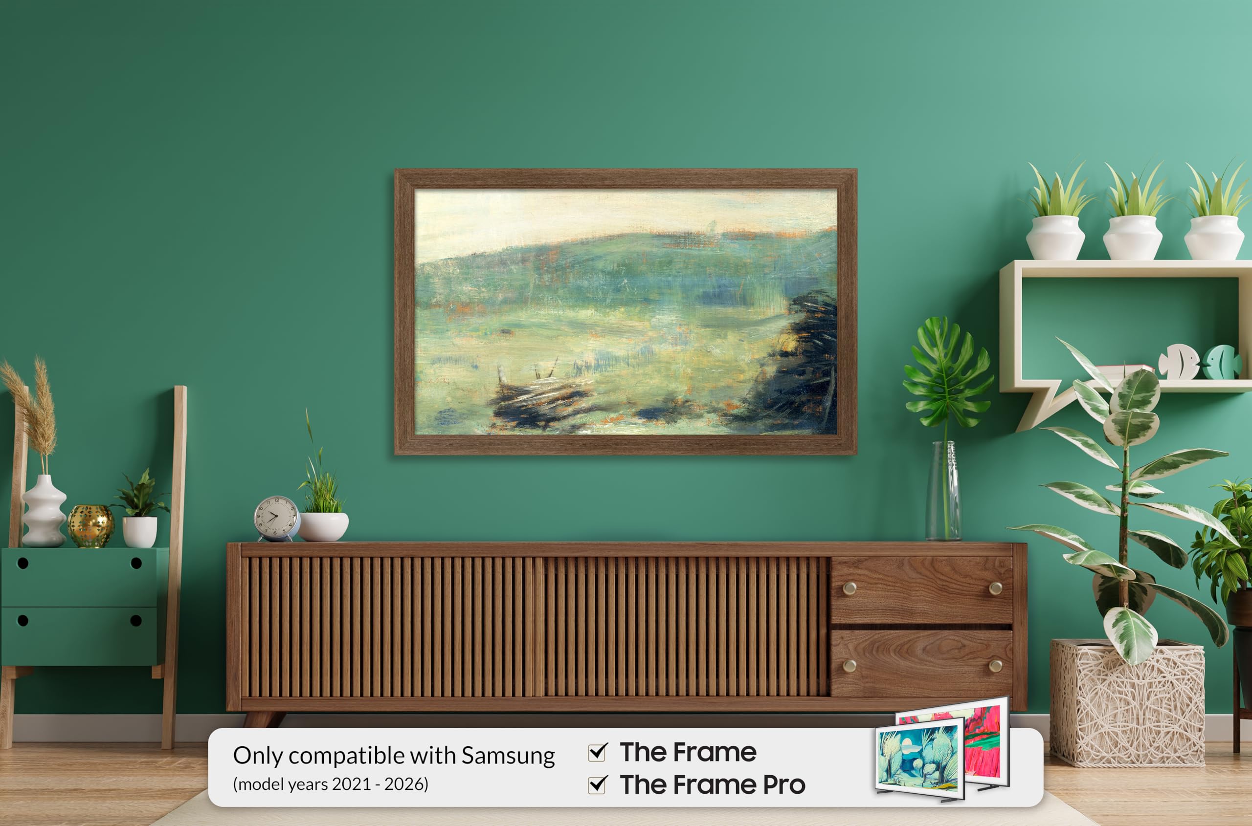 Museum Walnut 3" Color Chip Slim Deco TV Frame (32",43",50",55",65",75",85") Compatible ONLY with Samsung The Frame and Pro TVs (Fits 2021-2026, LS03A,LS03B,LS03C,LS03D,LS03FA,LS03FW)