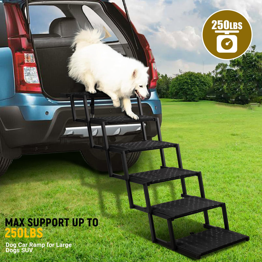 Dog Stairs for Car - Foldable Dog Ramps for Large Dogs with Non Slip Surface, Portable Dog Steps for Cars and SUV, Truck, Support Up to 200 Lbs