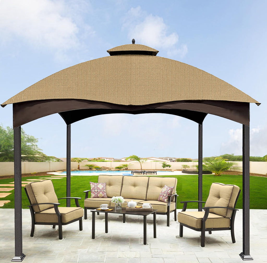 SCOCANOPY Replacement Top Compatible with The Lowe's Gazebo Model #GF-12S004B-1 / GF-12S004BTO (Grey Ripstop)