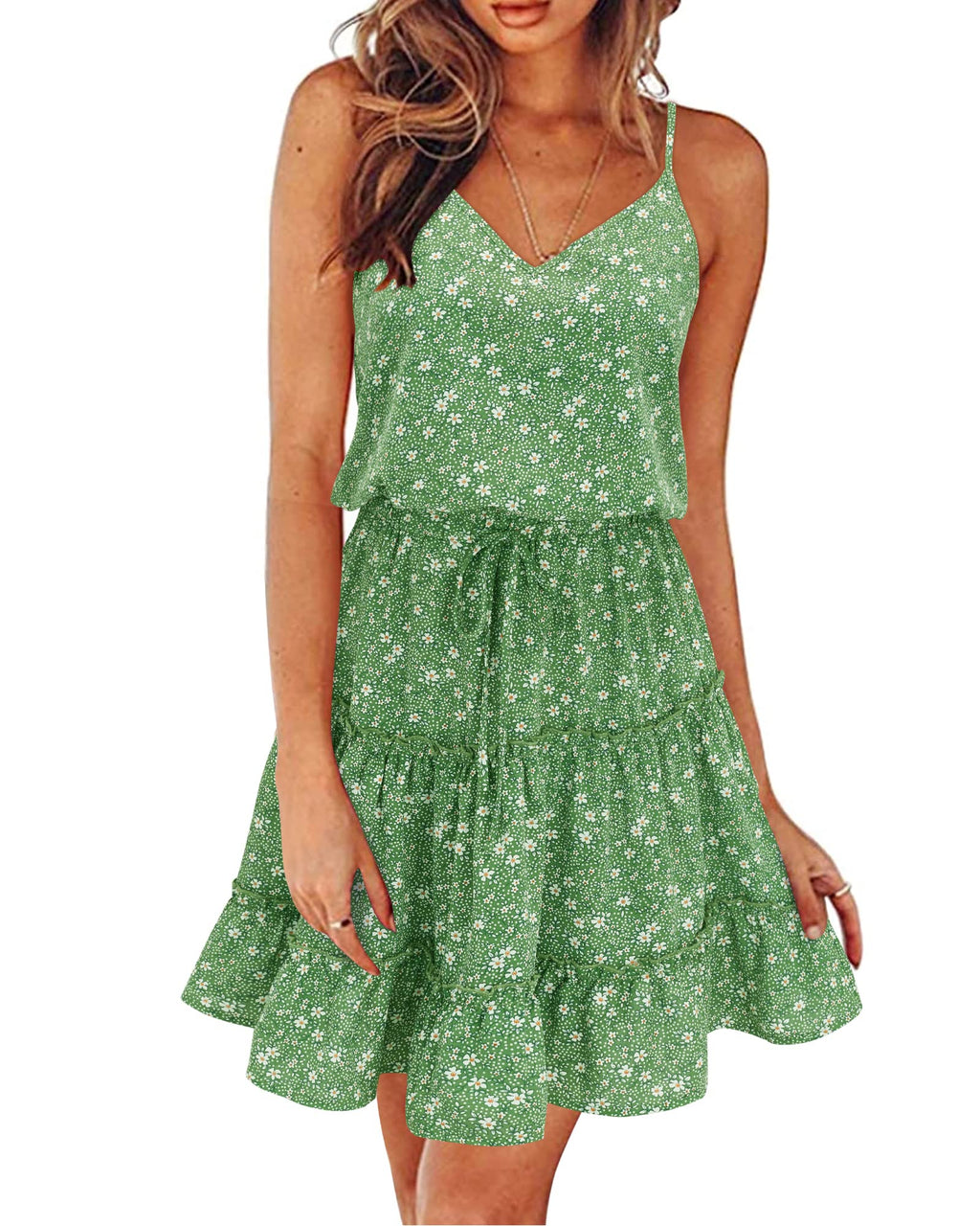 Newshows Women's Summer Casual Dress Cute A Line Ruffle Hem Flattering Fit Beach Vacation Sundress
