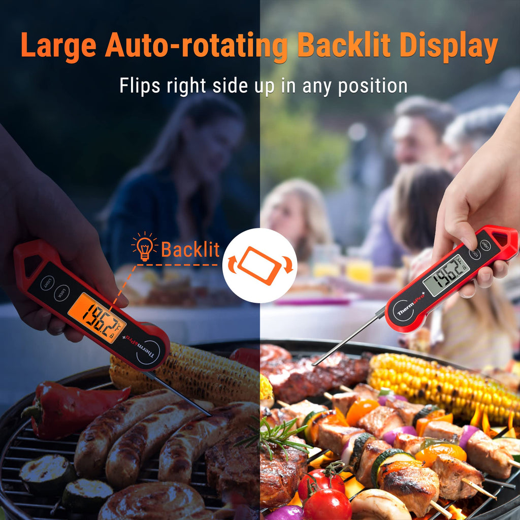 TempPro TP19H Digital Meat Thermometer for Cooking, 1 Sec Instant Read Food Thermometer with Motion-Sensing Wake for BBQ Grill Oil Fry Candy for Fathers Day Gift for Dad Men (Previously ThermoPro)