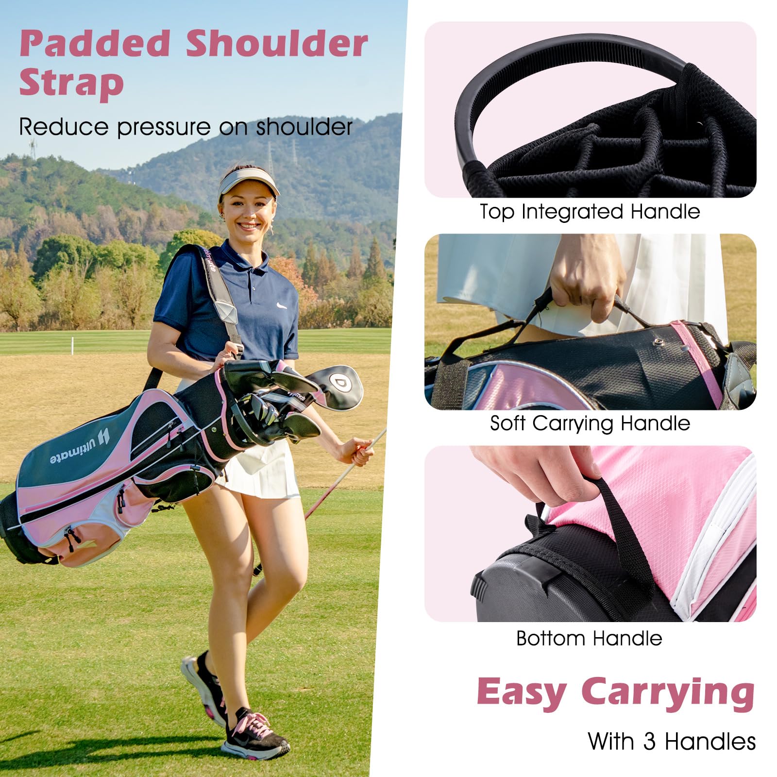 Tangkula 9/10/12 Pieces Women's Complete Golf Clubs Set, Golf Club Package Set with 460CC Driver, Fairway Wood & Hybrid, Irons, Putter, Portable Regular Golf Club Set