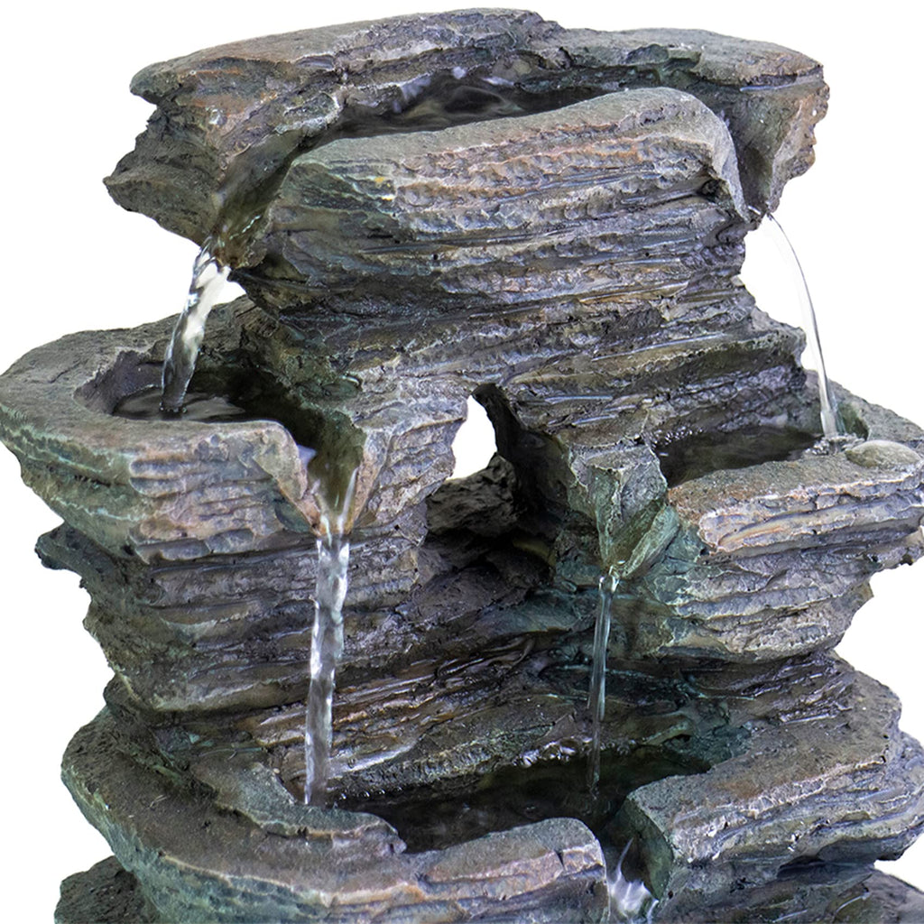 Ferrisland Tabletop Water Fountain, Zen Meditation Indoor Waterfall Fountain, Heart Shape Decoration with LED Light for Home Office Bedroom Relaxation Decor, Gift Ideas