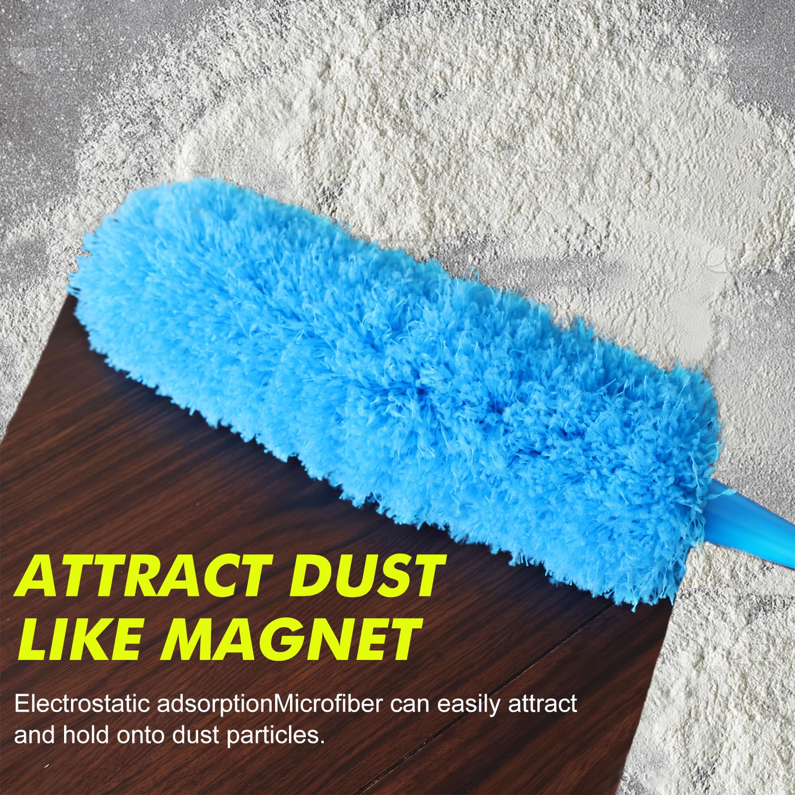 Ceiling Fan Cleaner Duster Reusable Microfiber Removable Duster with Extension Pole Adjusts 12 to 71 Inch for Cleaning Walls Bookshelves Furniture Door Window Top (Blue)