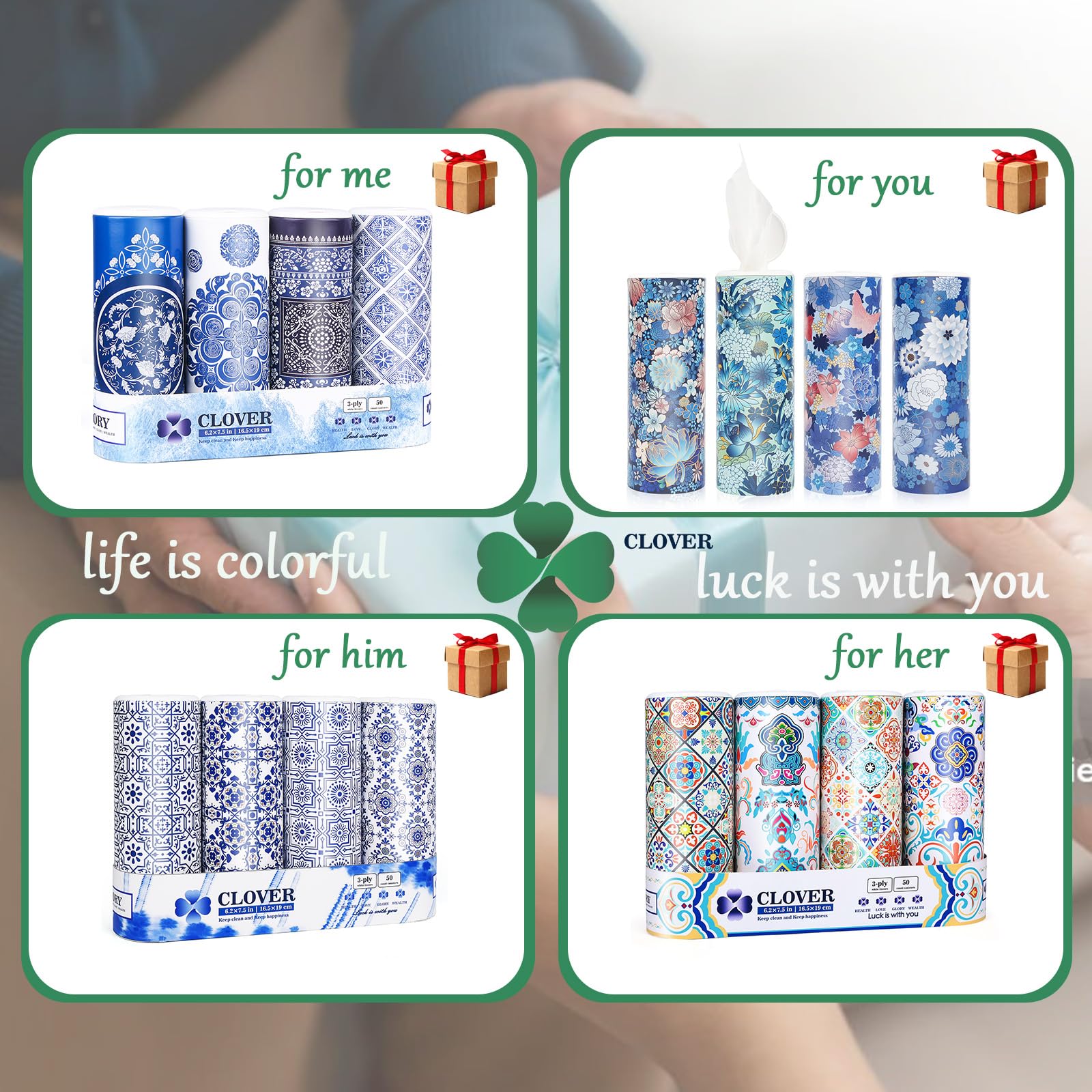 Car Round Canned Tissue Box Cup Holder Facial Tissues,Cylinder Tube Face Towel,4 Canister 3-Ply Car Napkins for Travel Tissue Bulk Fit Home,Office,School by CLOVER