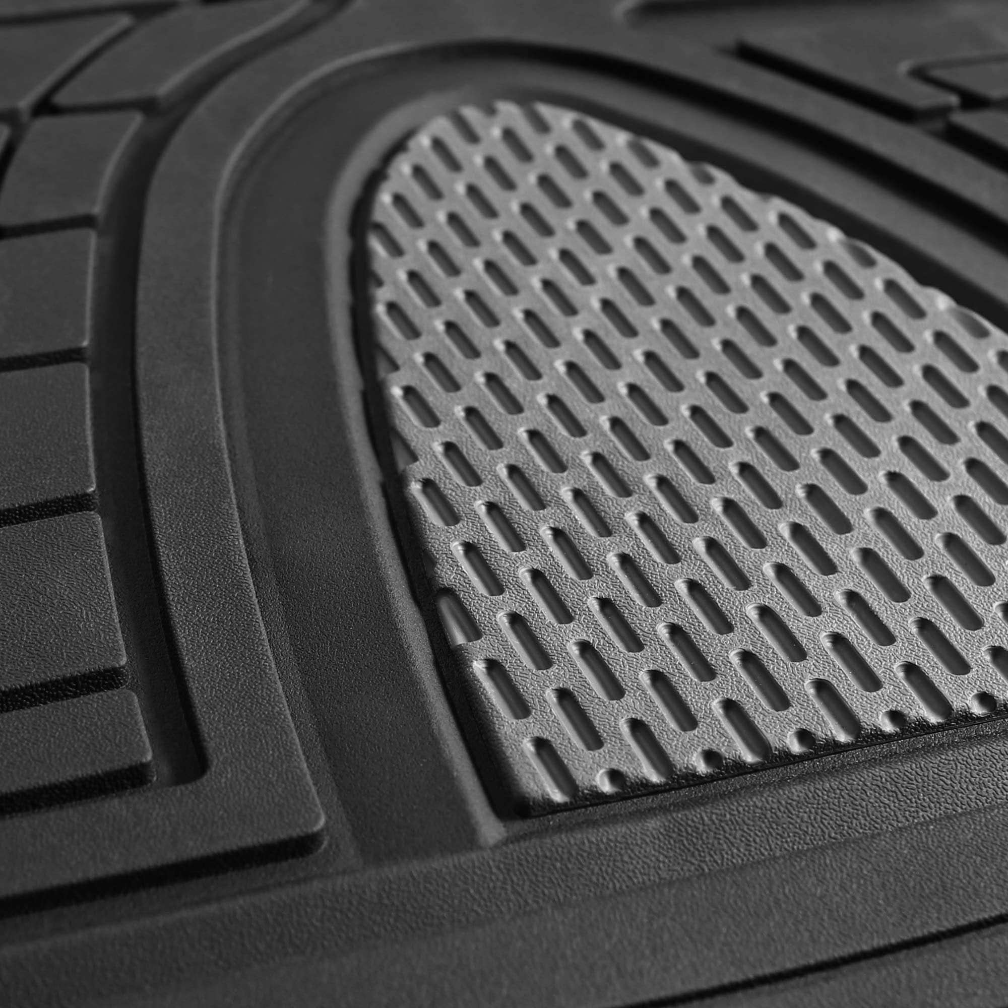 FH Group Automotive Floor Mats - Heavy-Duty Rubber Floor Mats for Cars, Universal Fit Full Set, Climaproof Floor Mats, Trimmable Floor Mats for Most Sedan, SUV, Truck Floor Mats Beige