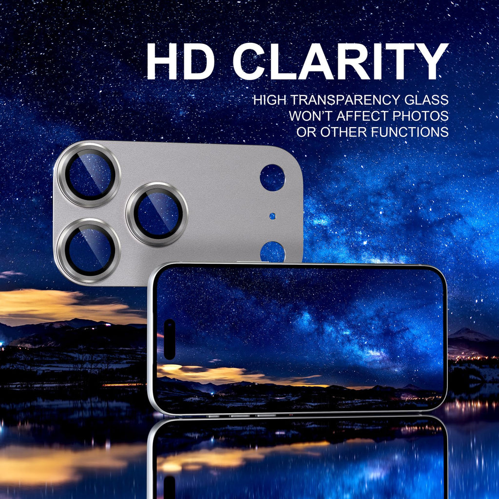 Choiche Compatible for iPhone 16 Pro/iPhone 16 Pro Max Camera Lens Protector, Bling Camera Cover with 9H Tempered Glass Lens Screen Protector Metal Ring Decoration Accessories(Black)