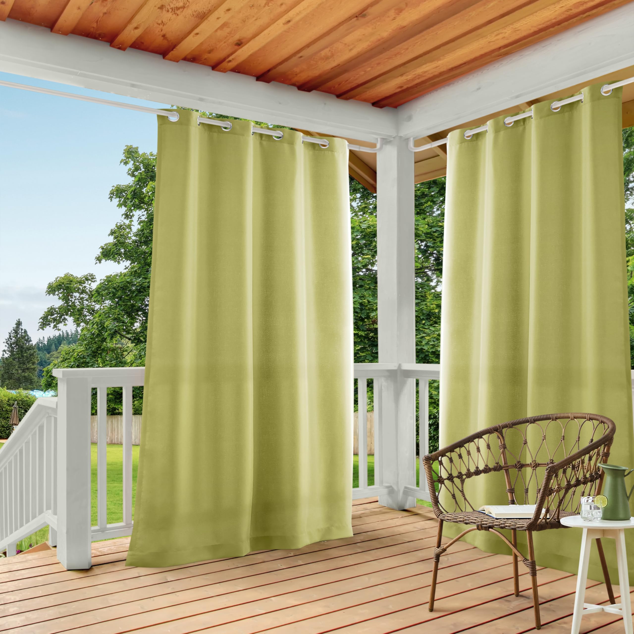 Town & Country Basics Cabana Solid Heavyweight Indoor Outdoor Curtains, Light Filtering Opacity with Grommet Top, Water Repellent, 2-Pack Set, 54"x96", Black