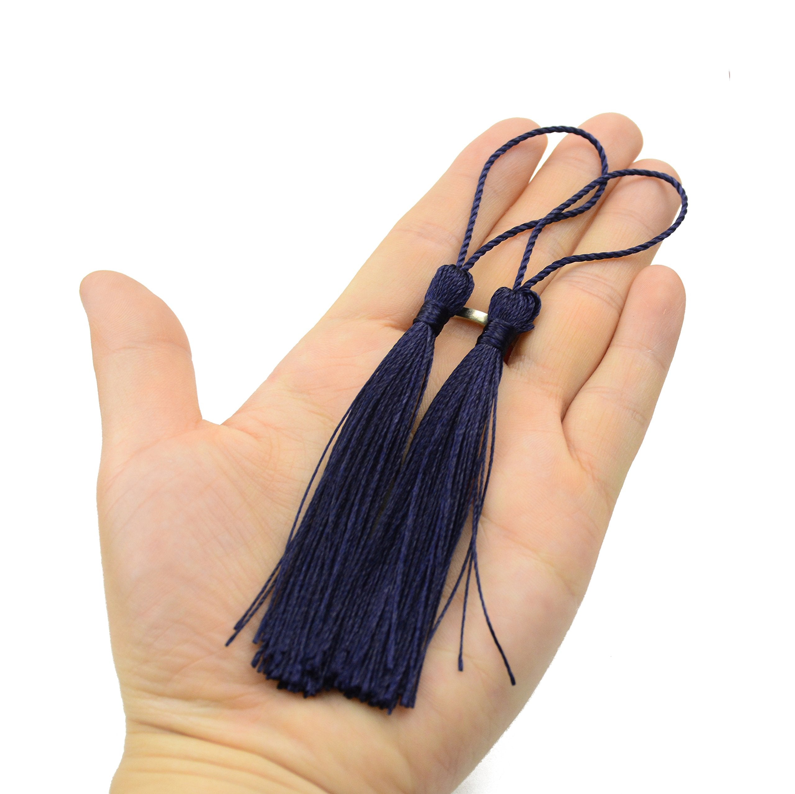 Makhry 100pcs 13cm/5 Inch Silky Floss Bookmark Tassels with 2-Inch Cord Loop and Small Chinese Knot for Jewelry Making, Souvenir, Bookmarks, DIY Craft Accessory (Dark Grey)