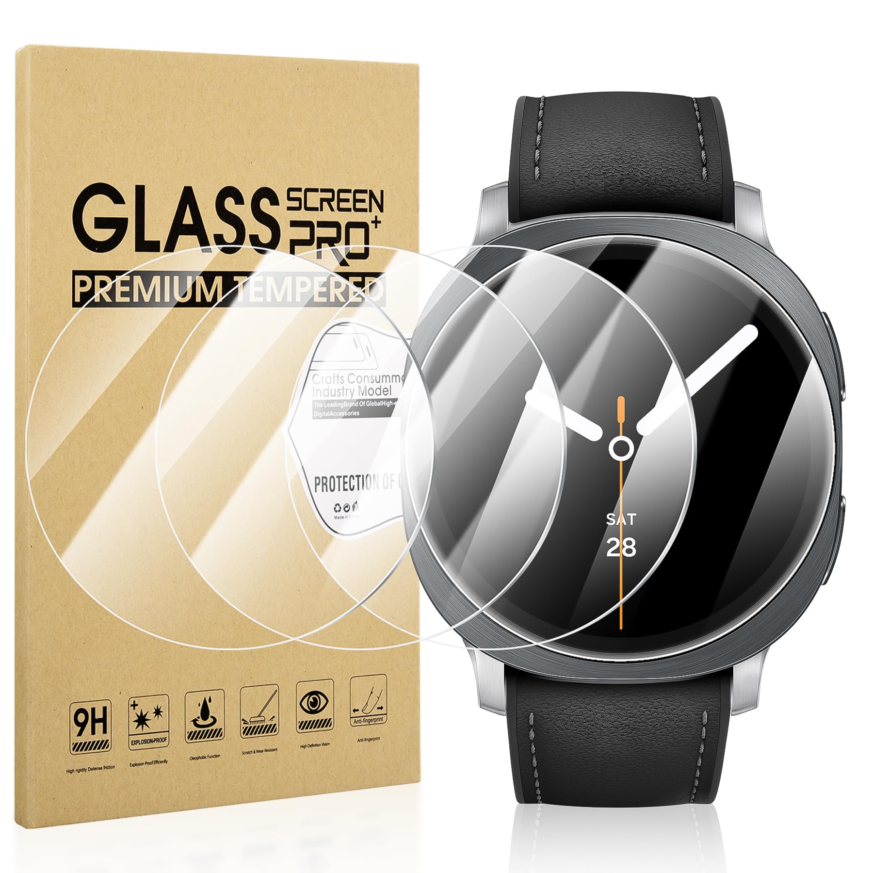Suoman 4-Pack for Samsung Galaxy Watch 4 Classic 46mm Tempered Glass Screen Protector for Galaxy Watch 4 Classic 46mm Smartwatch [2.5D 9H Hardness] [Anti-Scratch]