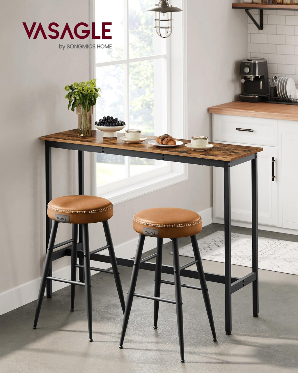 VASAGLE Bar Table, Kitchen Dining Table, High Top Pub Table, Bar Height Cocktail Table for Living Room Party, Sturdy Metal, 15.7 x 39.4 x 35.4 Inches for Narrow Spaces, Ebony Black and Ink Black