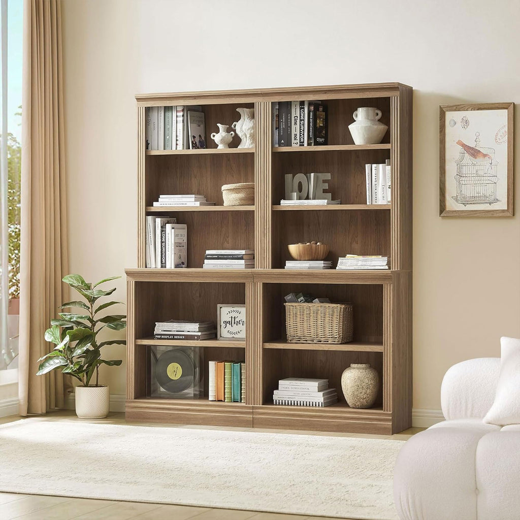 JAHRSTIM Halston Bookshelf, 5-Tier Tall Deep Storage Shelf, Adjustable Open Shelving Unit Closet Organizer and Storage for Living Room Home Office Bedroom, Modular Deep Bookcase Bookshelves