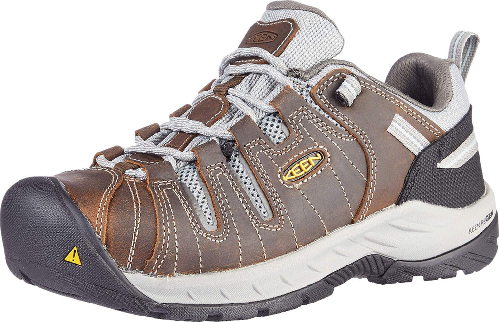KEEN Utility Women's Flint 2 Low Height Leather Steel Toe Work Shoes, Magnet/Rose, 8 Wide US