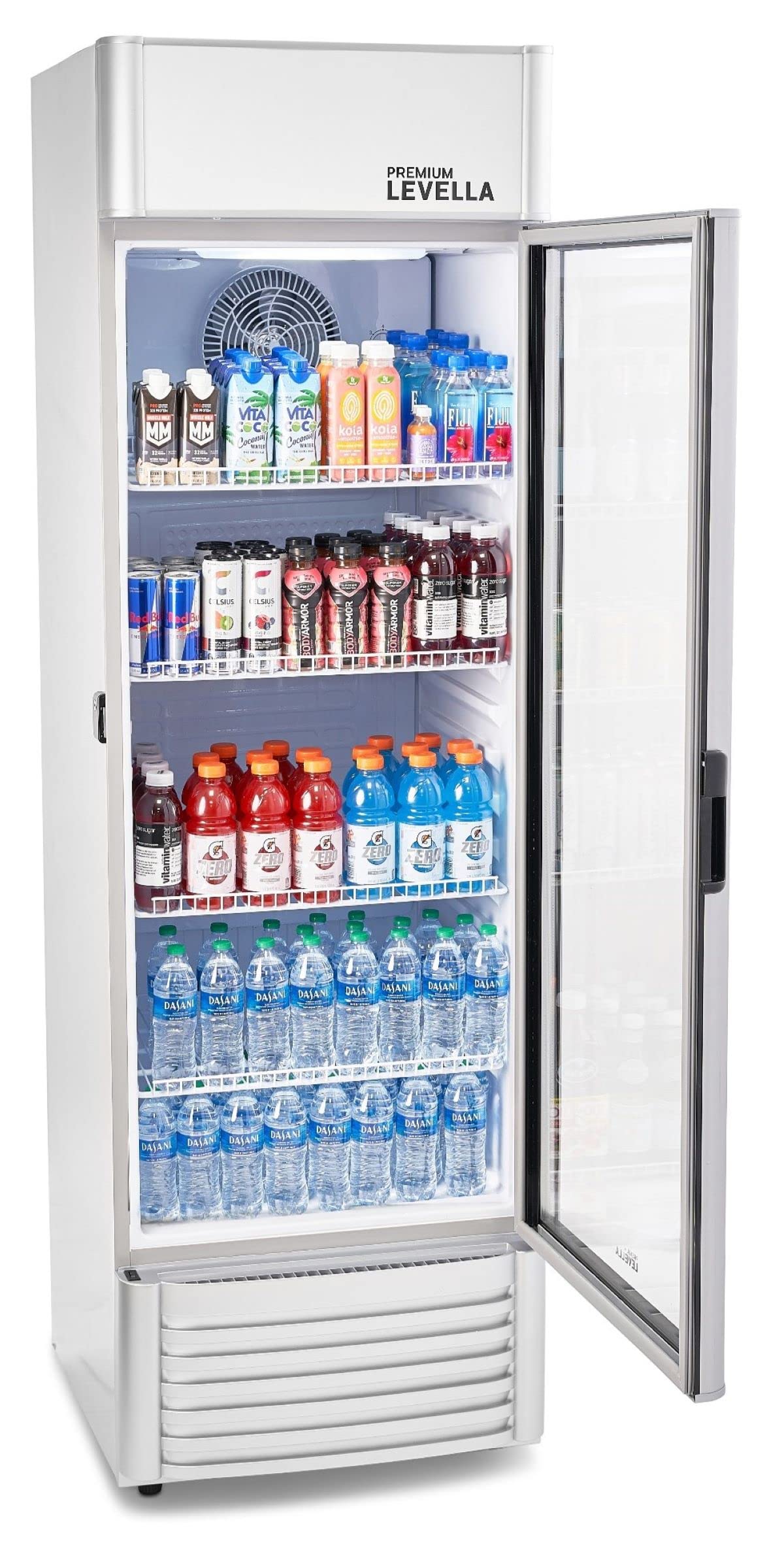 PremiumLevella PRF37DX Glass Door Display Refrigerator 3.1 cu ft Commercial Beverage Cooler Merchandiser - Black