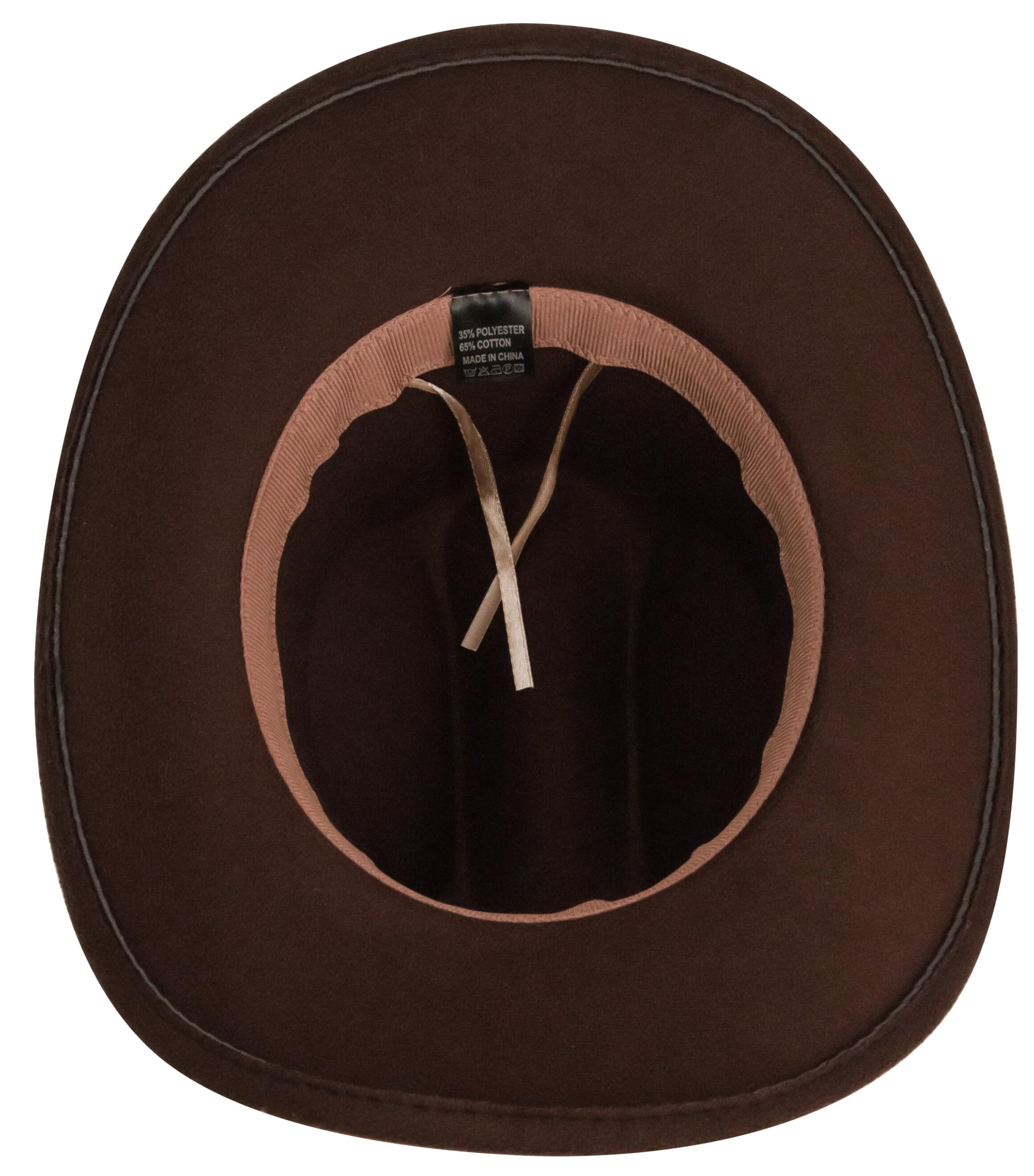 Vintage Western Cowboy Hat for Men Women - Wide Brim Cowgirl Fedora Hats with Braided Rope Band M