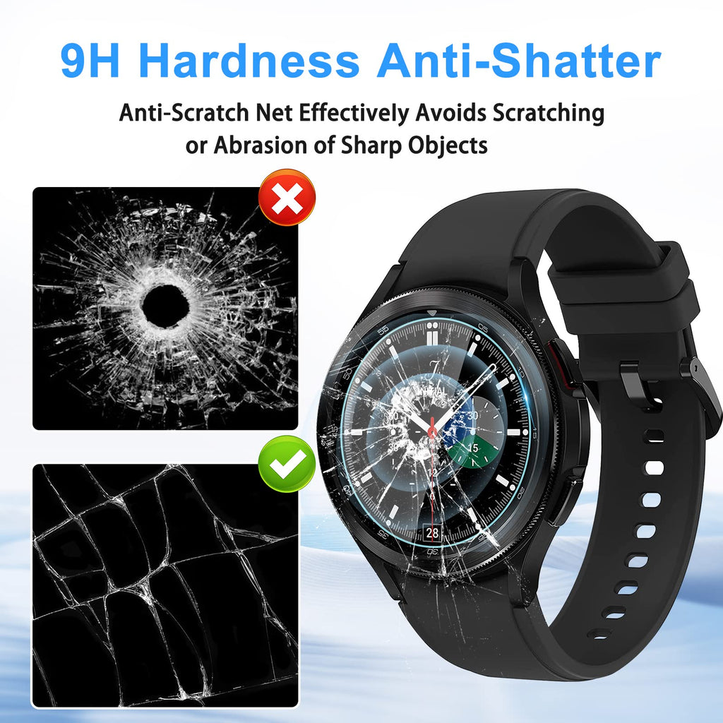 Suoman 4-Pack for Samsung Galaxy Watch 4 Classic 46mm Tempered Glass Screen Protector for Galaxy Watch 4 Classic 46mm Smartwatch [2.5D 9H Hardness] [Anti-Scratch]