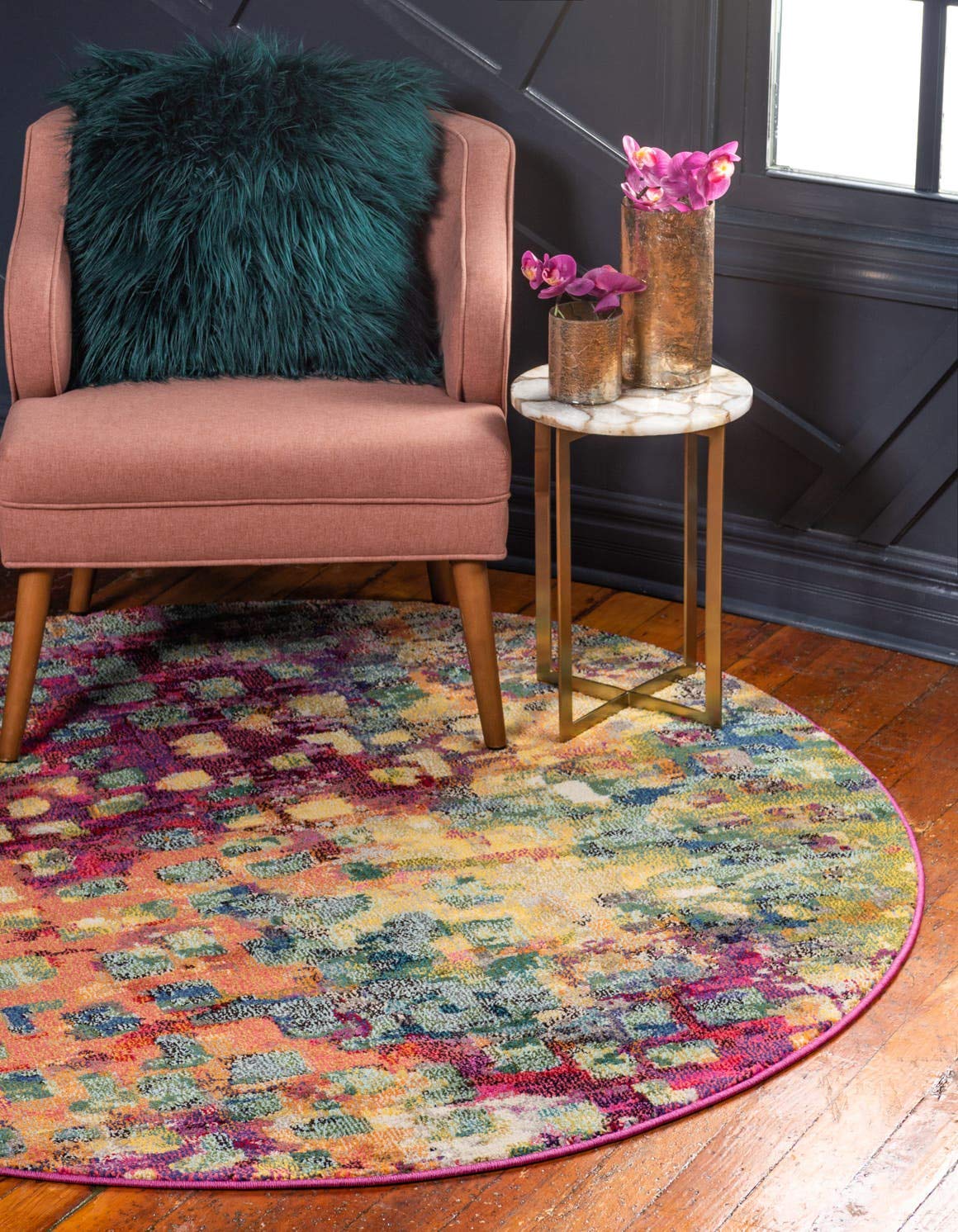 Unique Loom Jardin Collection Colorful, Vibrant, Abstract, Modern Area Rug (2' 0 x 3' 0 Rectangular, Multi/ Blue)
