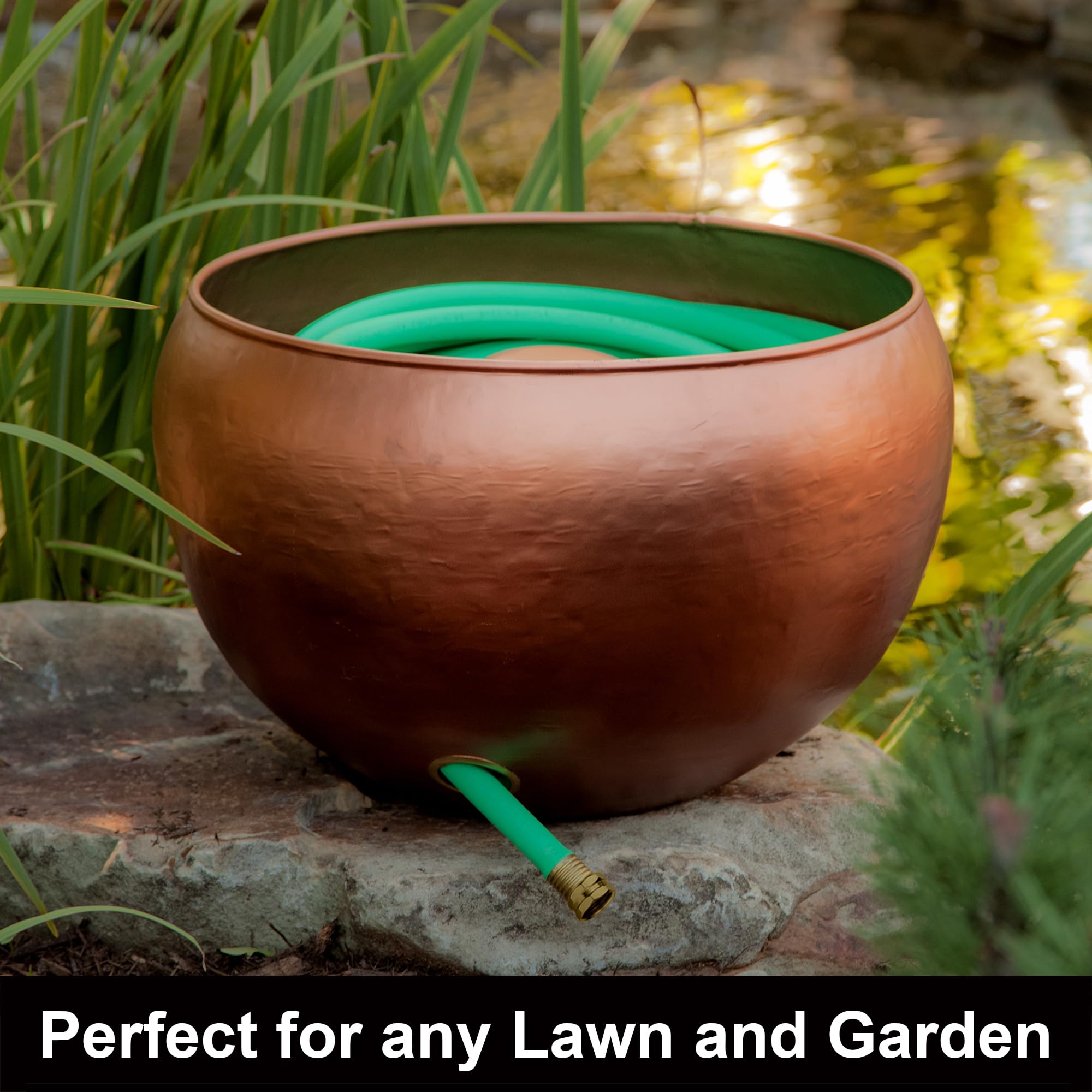 Liberty Garden Products Garden 1901 Rustic Garden Hose Pot, Holds 100-Feet of 5/8-Inch, Bronze