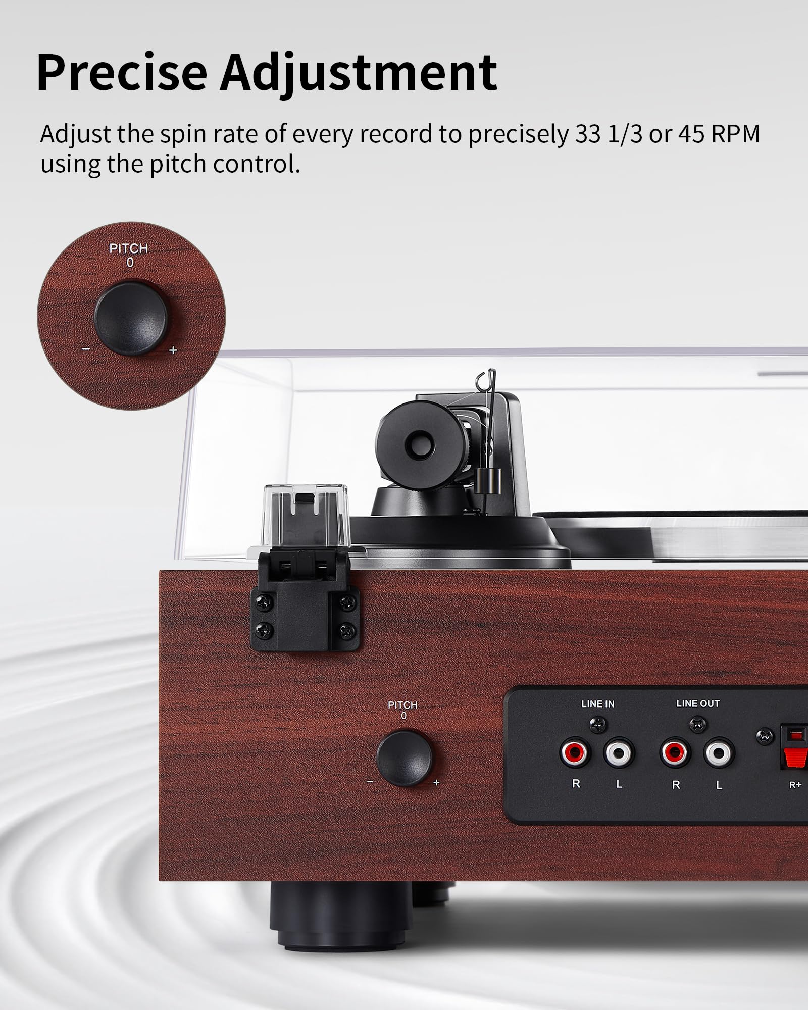 ANGELS HORN Bluetooth Turntable with Speakers, Vinyl Record Player System with AT-3600L, Built-in Phono Preamp, Belt Drive 2-Speed, Adjustable Counterweight, Pitch Control Hi-Fi Record Player System