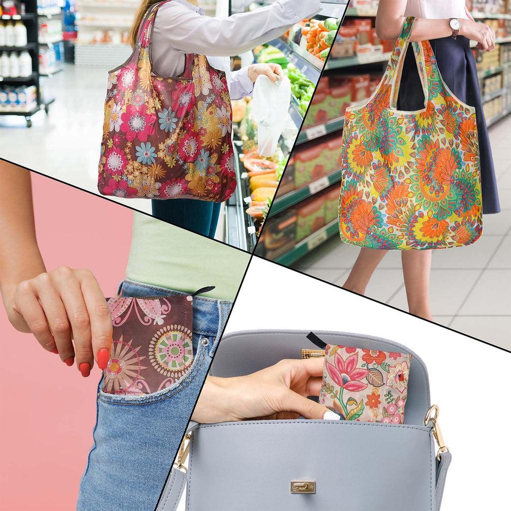 Bolsas de compras reutilizables para comestibles, paquete de 4 de 50 libras bolsas plegables grandes y lavables para mercado, compactas para un fácil almacenamiento, bolsas de tela ligeras y
