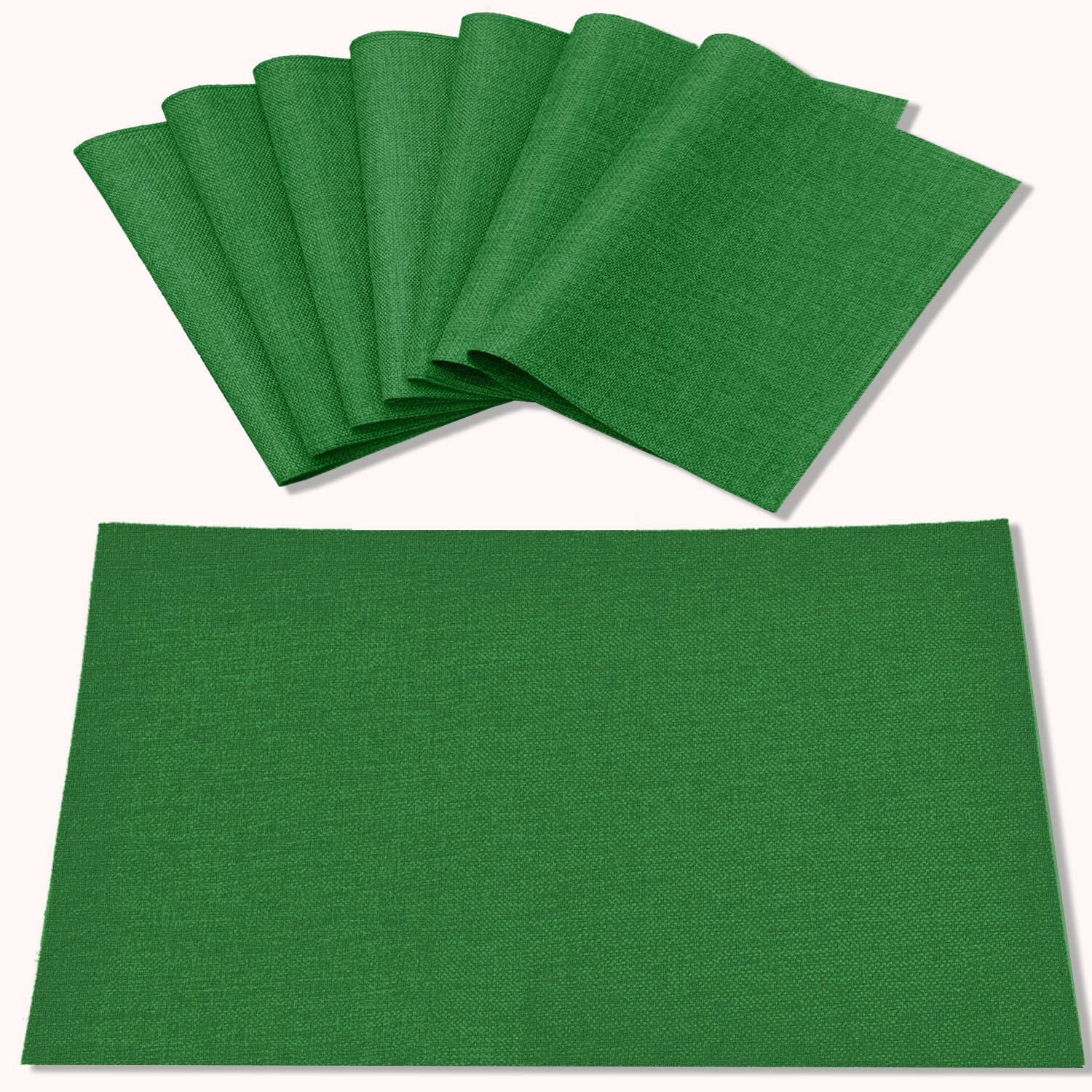 Cloth Placemats Set of 8, Linen Type Fabric Placemats Machine Washable Heat Resistant Placemats Wrinkle Free Thick Polyester Kitchen Place Mats for Dining Table (Beige)