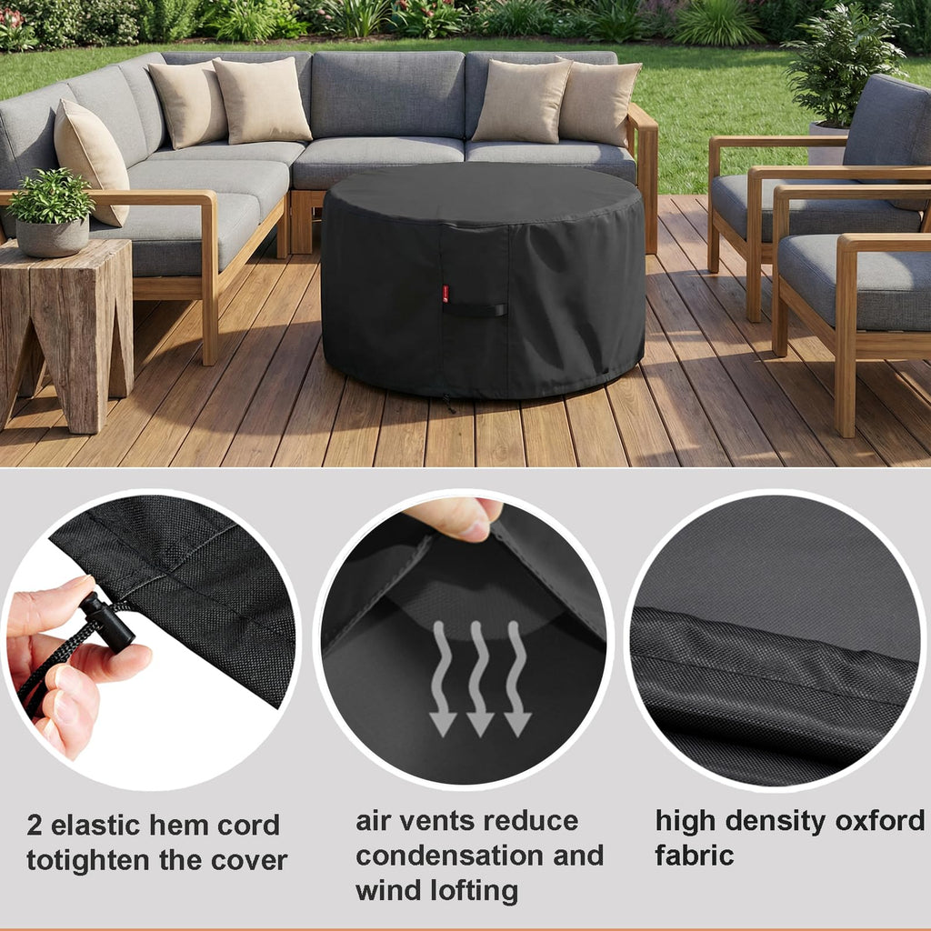 SheeChung Fire Pit Cover for Solo Stove Bonfire Outdoor Smokeless Firepit-Small Round Waterproof 600D Polyester Shelter,Air Vent,Anti-UV&Tear Resistant-Fits for 16”-22” Gas Fire Pit Table (22"Dx16"H)