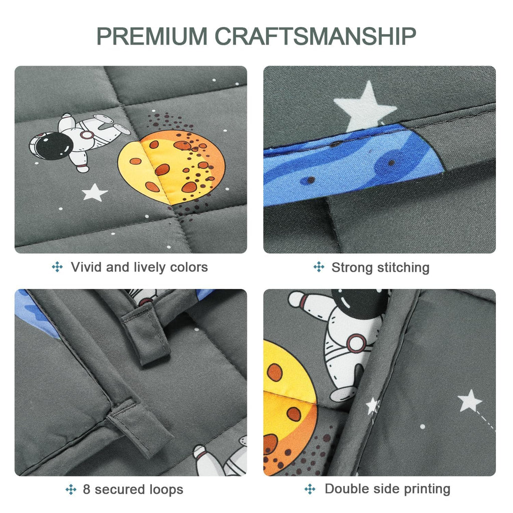 Mr. Sandman Weighted Blanket 3 Pounds Washable, Best for 20-40lb Breathable Cotton Heavy Blanket with Nontoxic Glass Beads - 36" x 48" Cute Cat